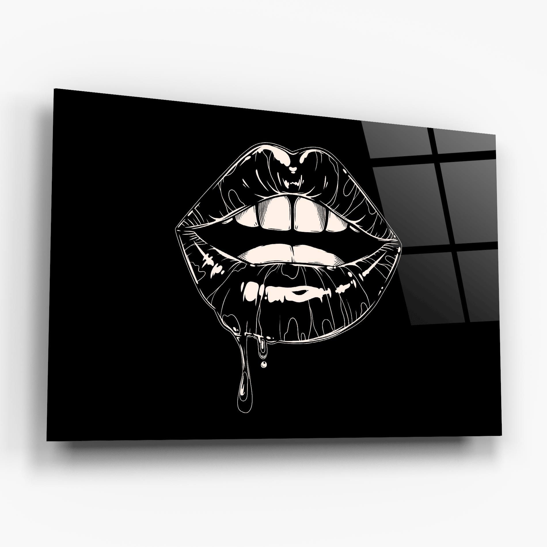 Стъклена картина Open Lips On Black mockup 6