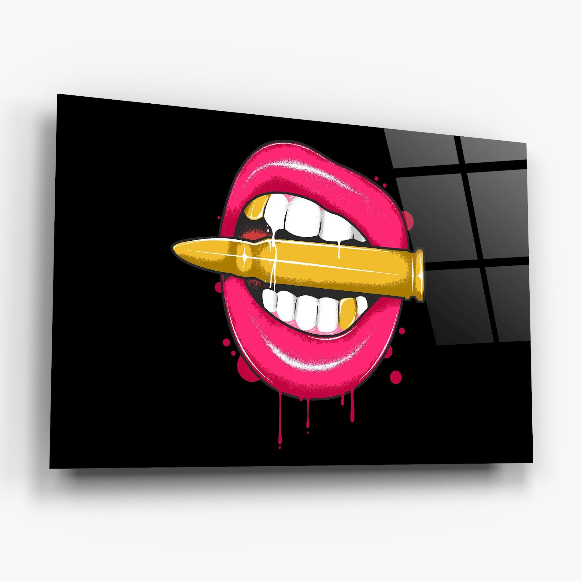 Стъклена картина Pink Bullet Lips mockup 6