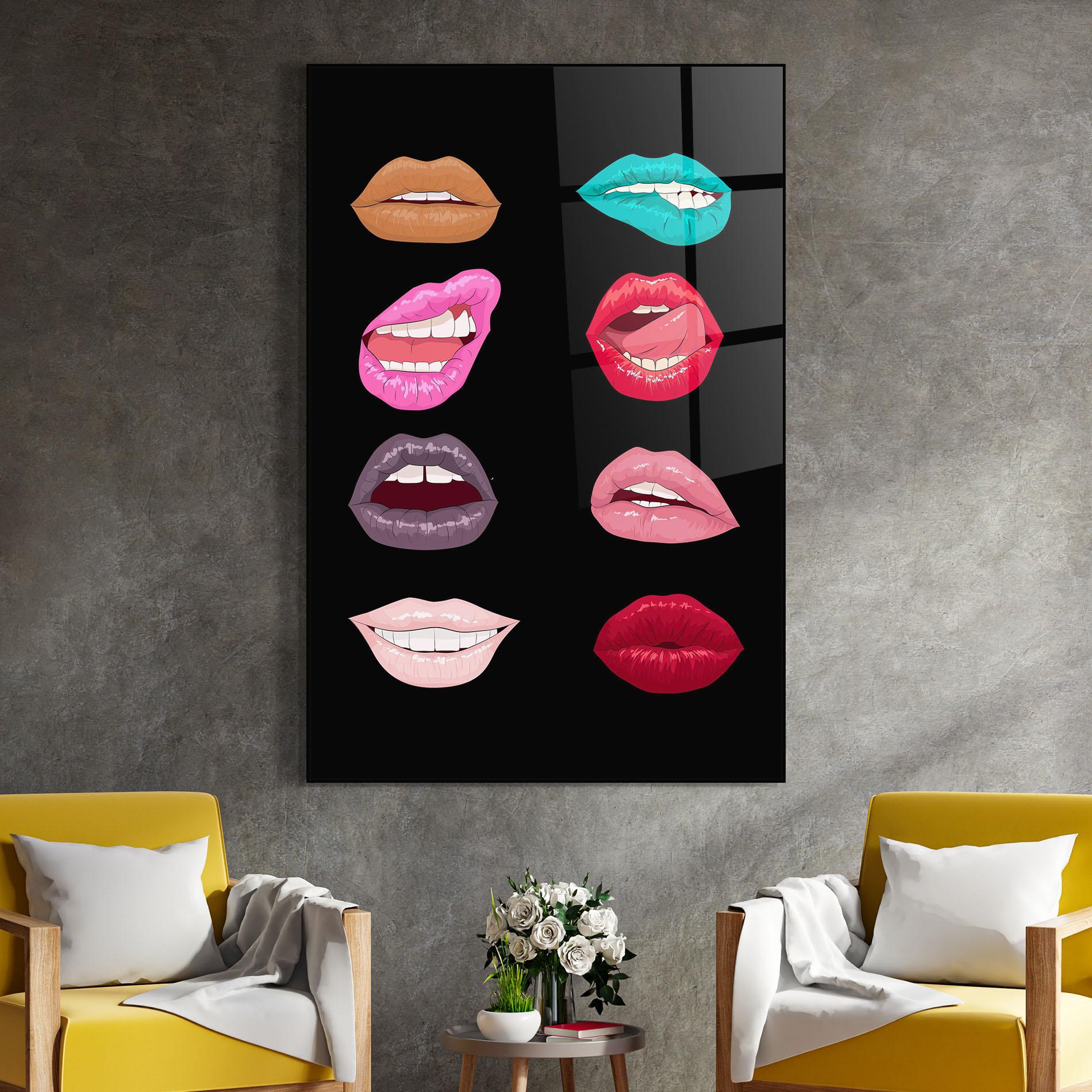 Стъклена картина Colorful Lips mockup 4