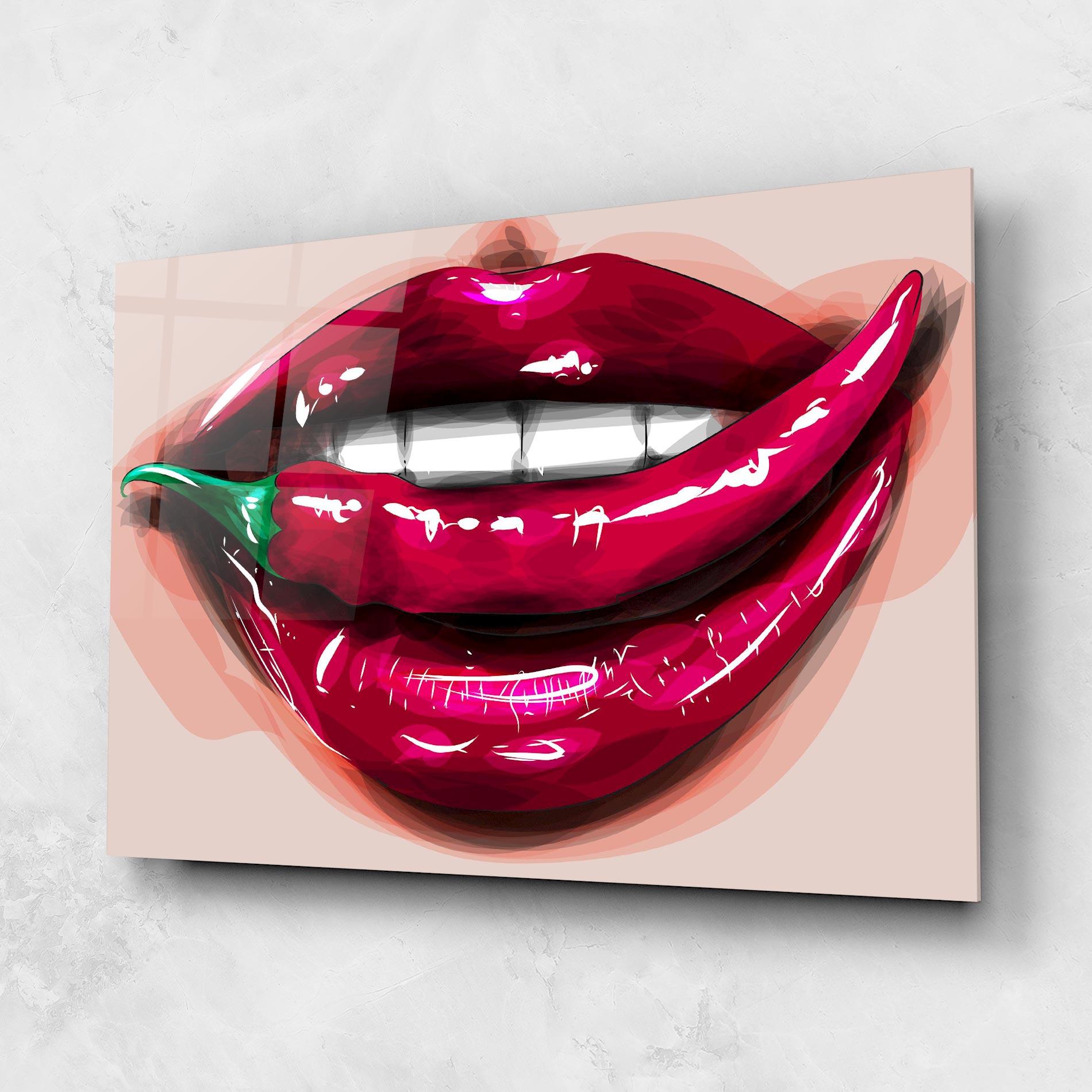 Стъклена картина Chilli Lips mockup 1