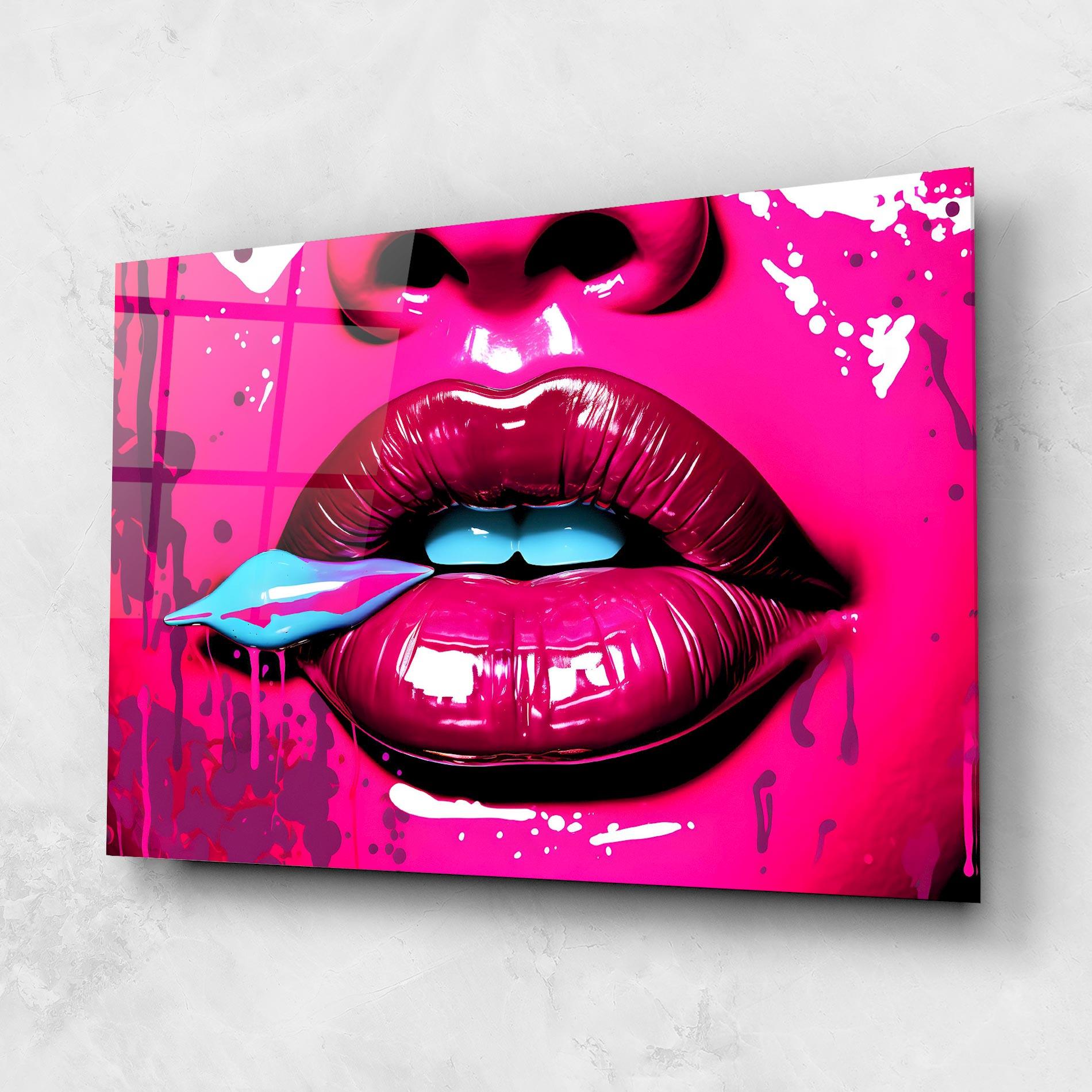 Стъклена картина Dark Pink Lips Art mockup 1