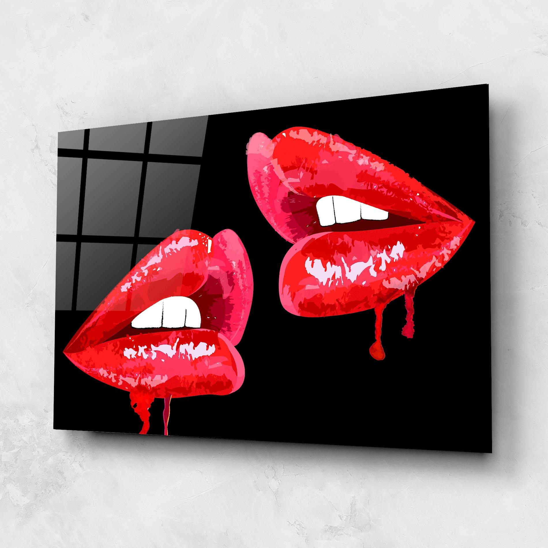 Стъклена картина Lips Talking mockup 1