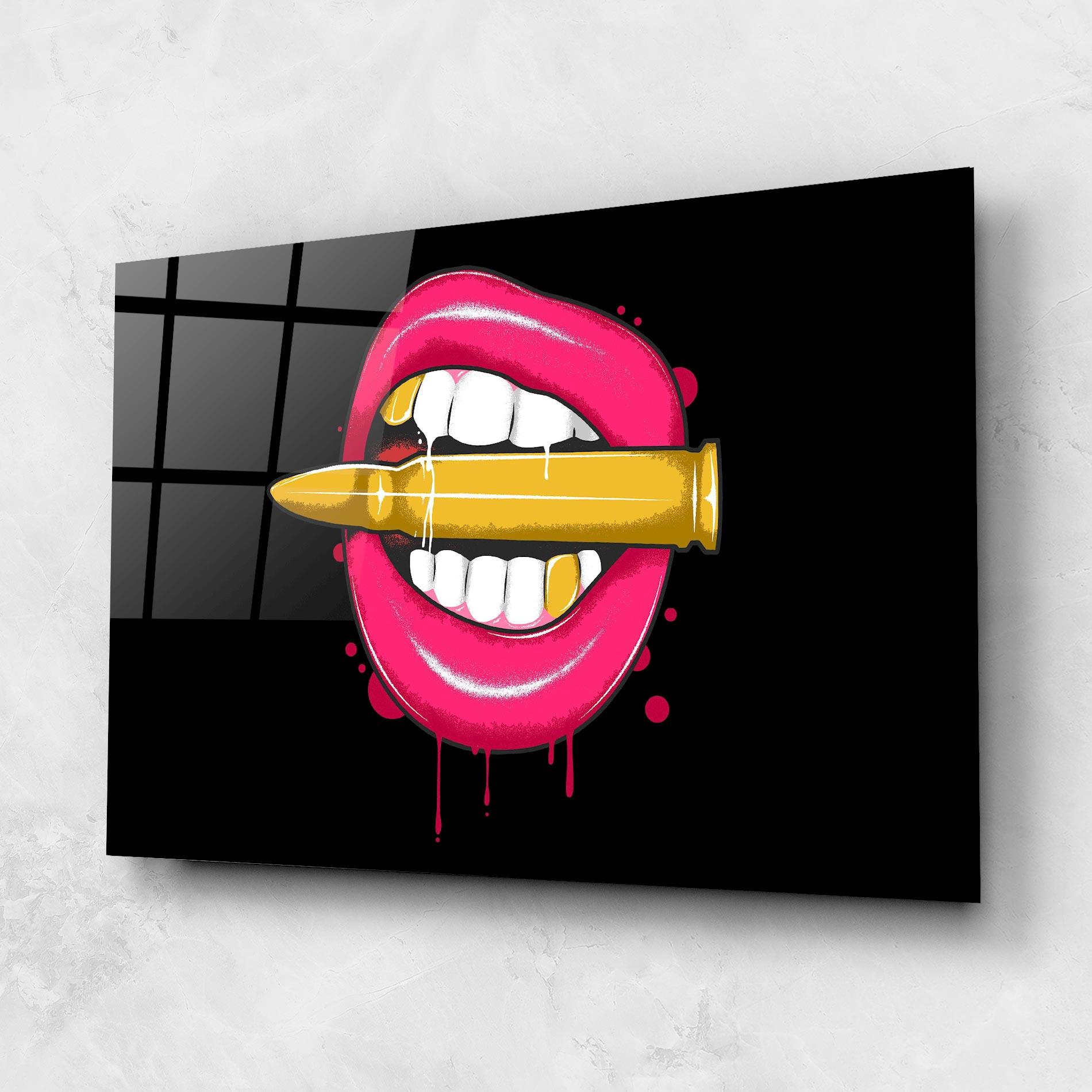 Стъклена картина Pink Bullet Lips mockup 1