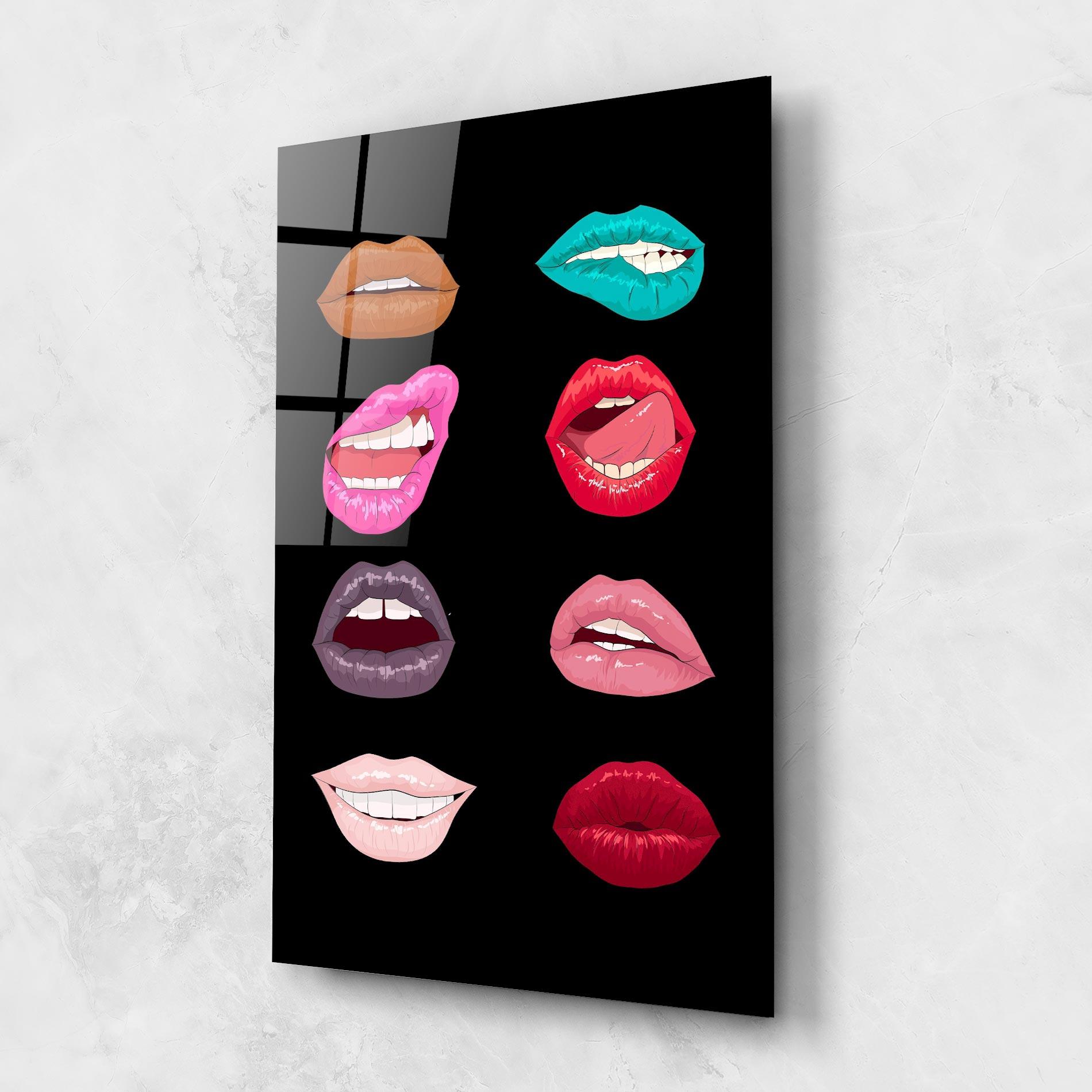 Стъклена картина Colorful Lips mockup 1