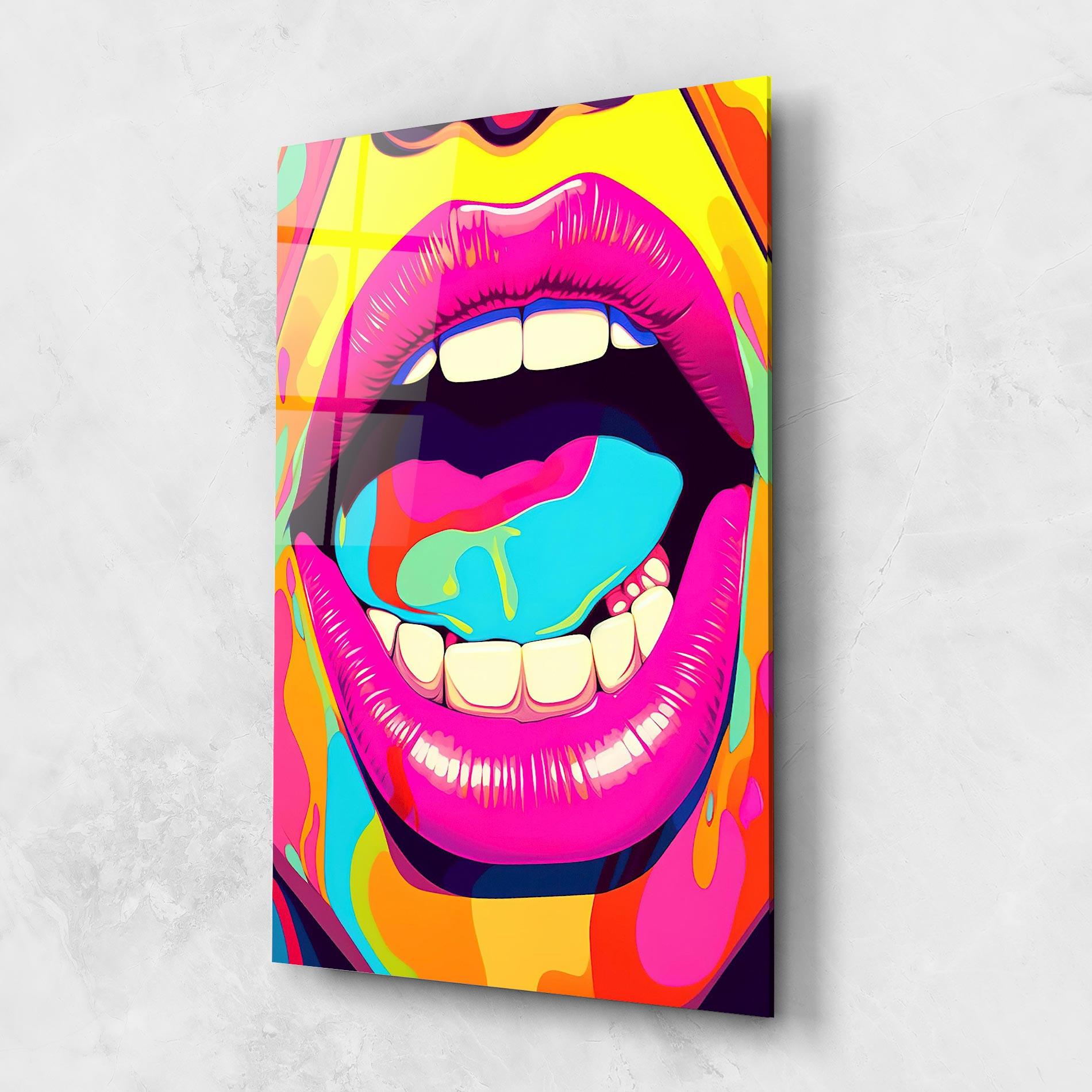 Стъклена картина Pop Art Mouth mockup 1