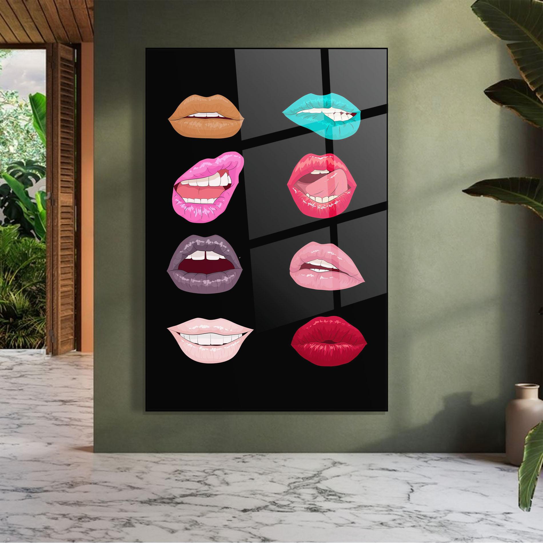 Стъклена картина Colorful Lips mockup 7