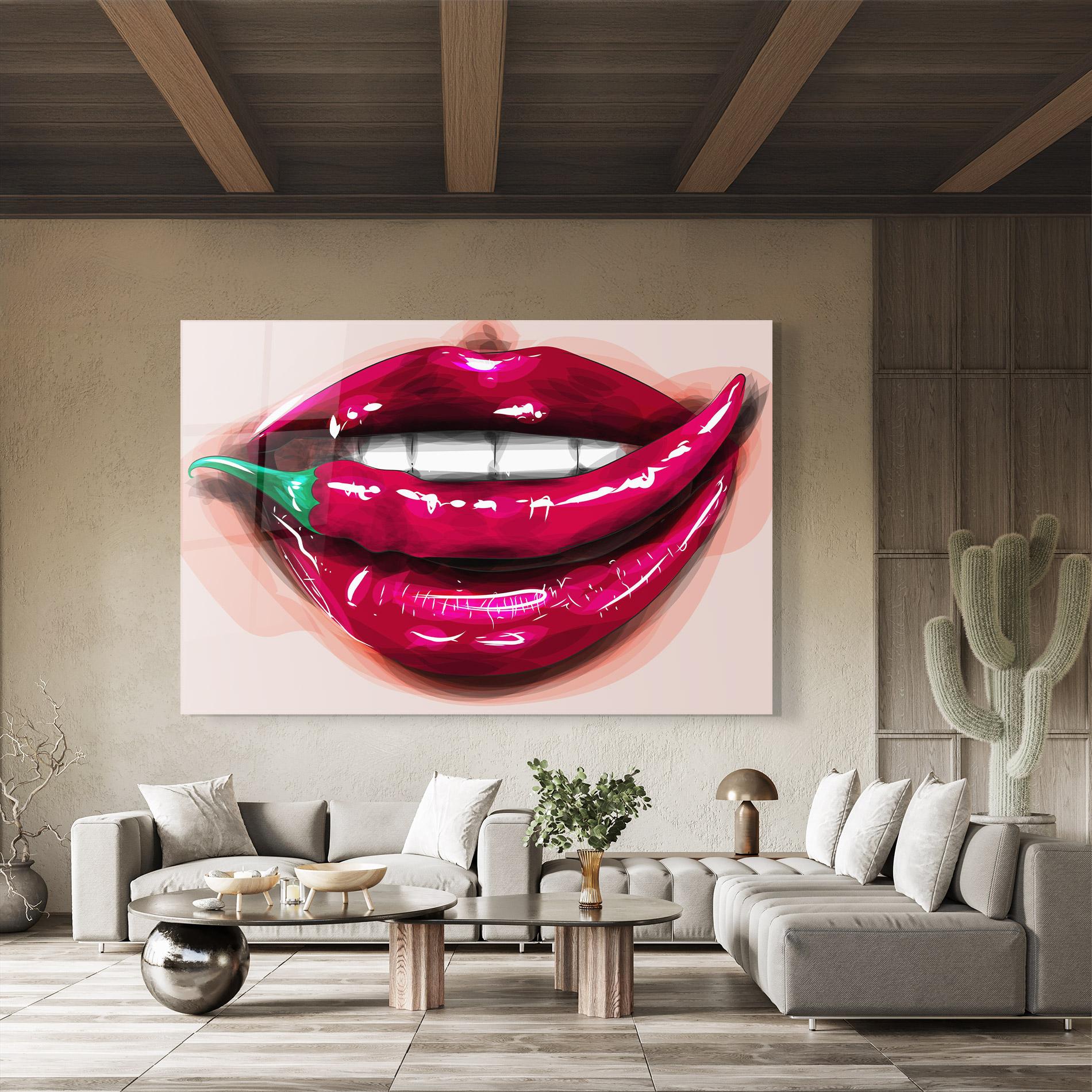 Стъклена картина Chilli Lips mockup 8