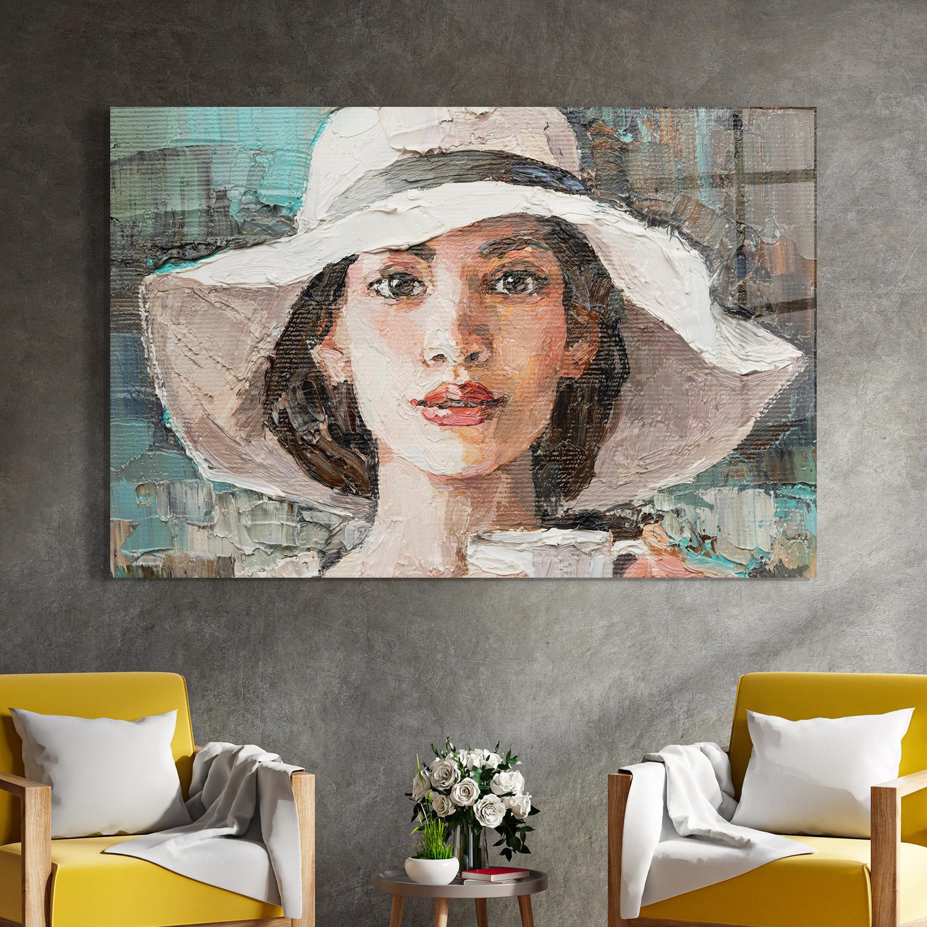 Стъклена картина White Lady mockup 4