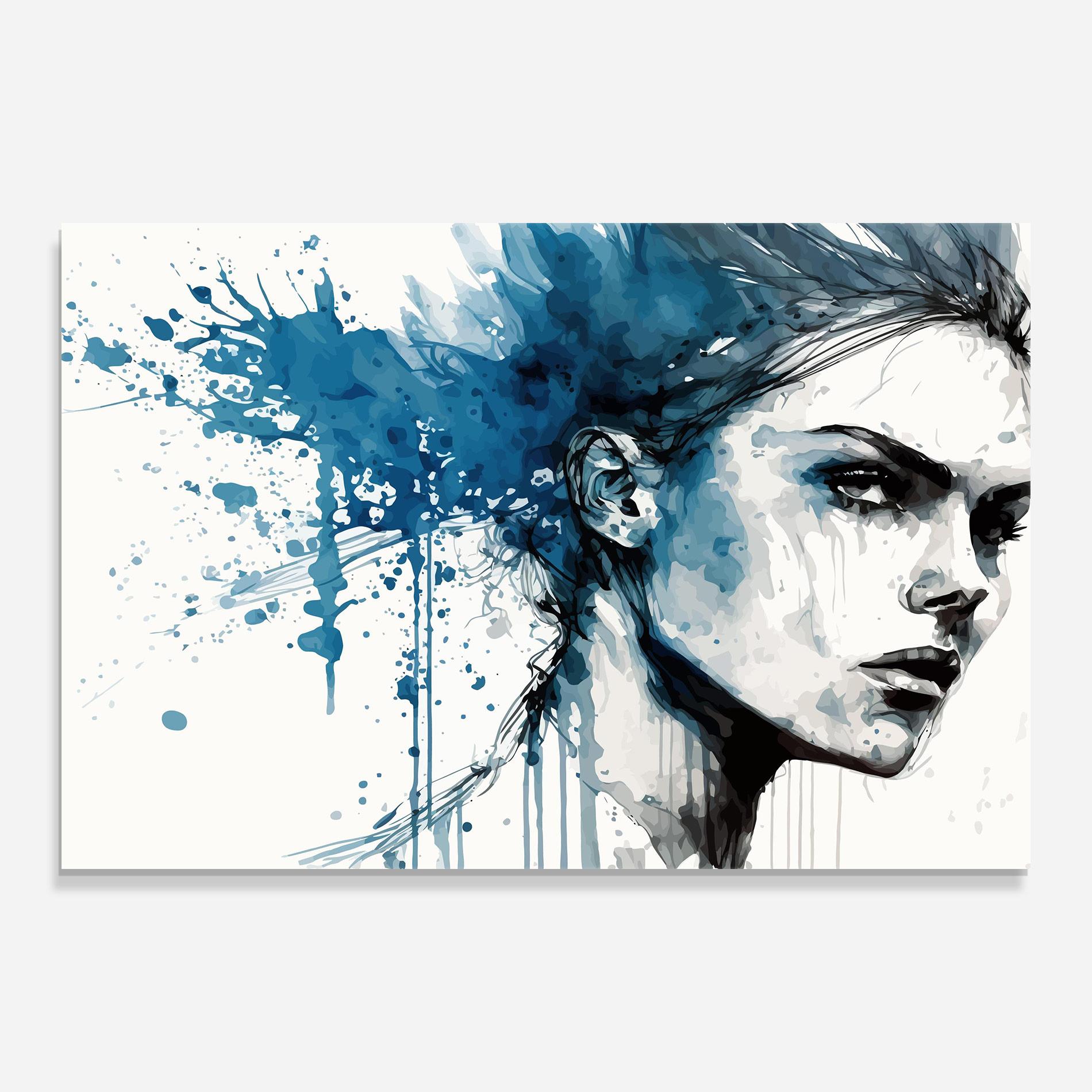 Стъклена картина Blue Splash Portrait mockup 0