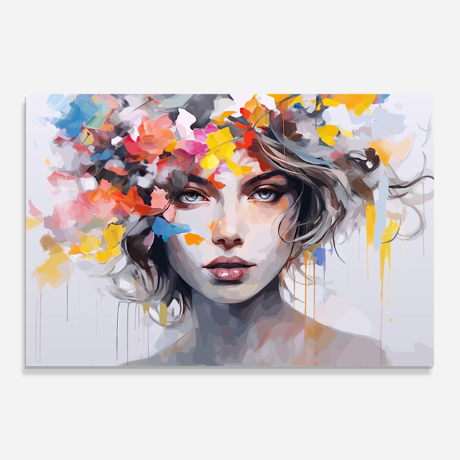 Стъклена картина Colorful Hair Portrait mockup 0