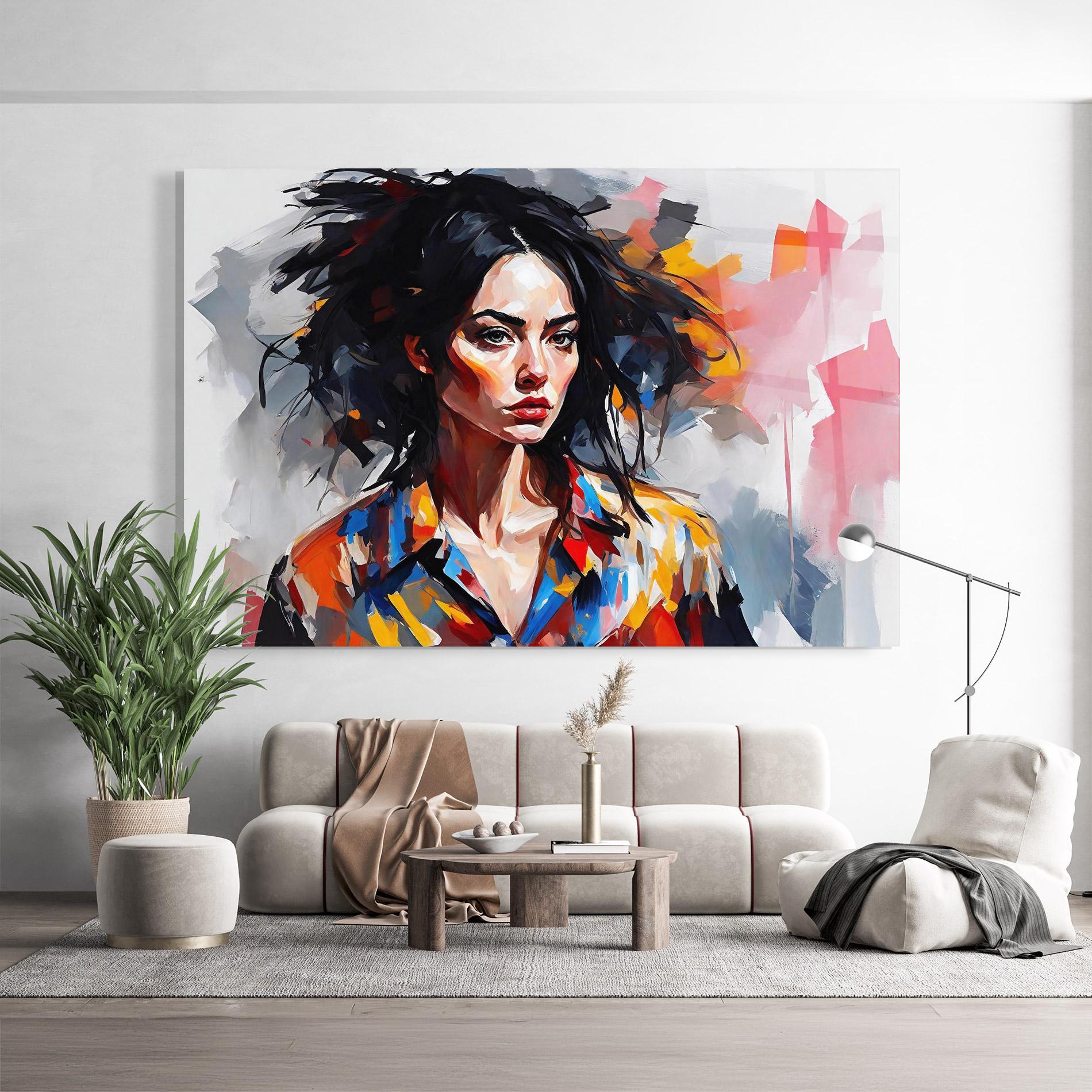 Стъклена картина Artistic Oil Woman mockup 9