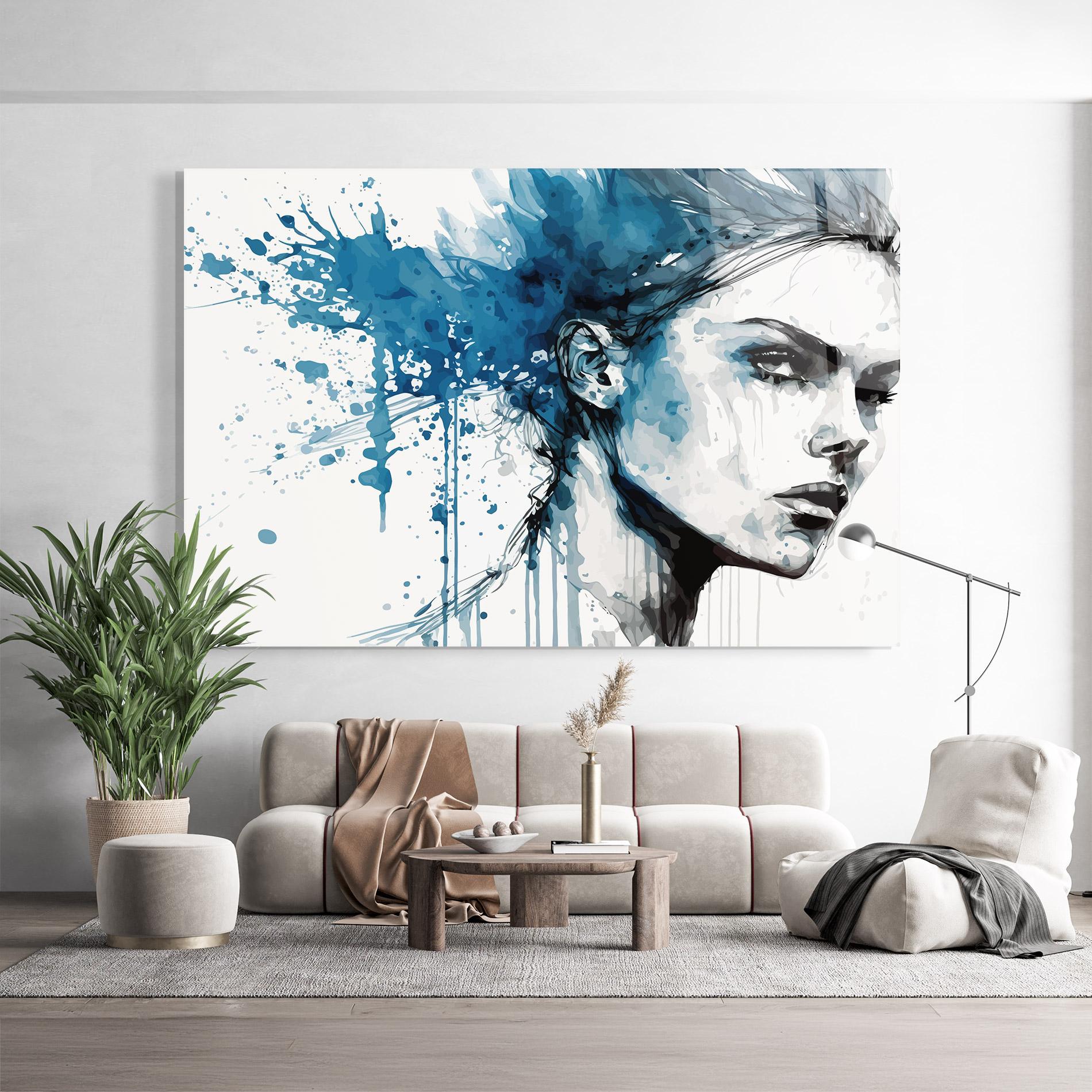 Стъклена картина Blue Splash Portrait mockup 9