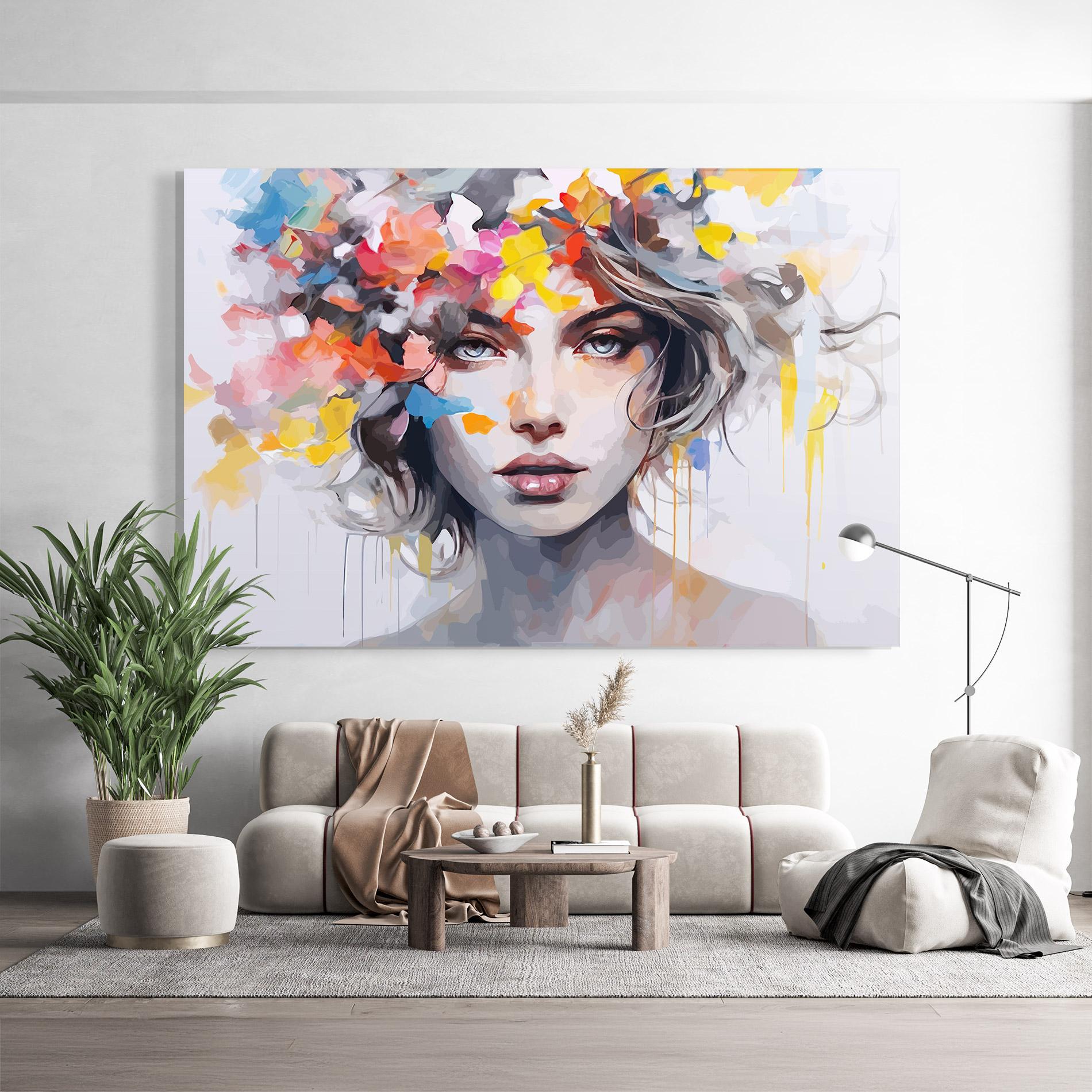 Стъклена картина Colorful Hair Portrait mockup 9