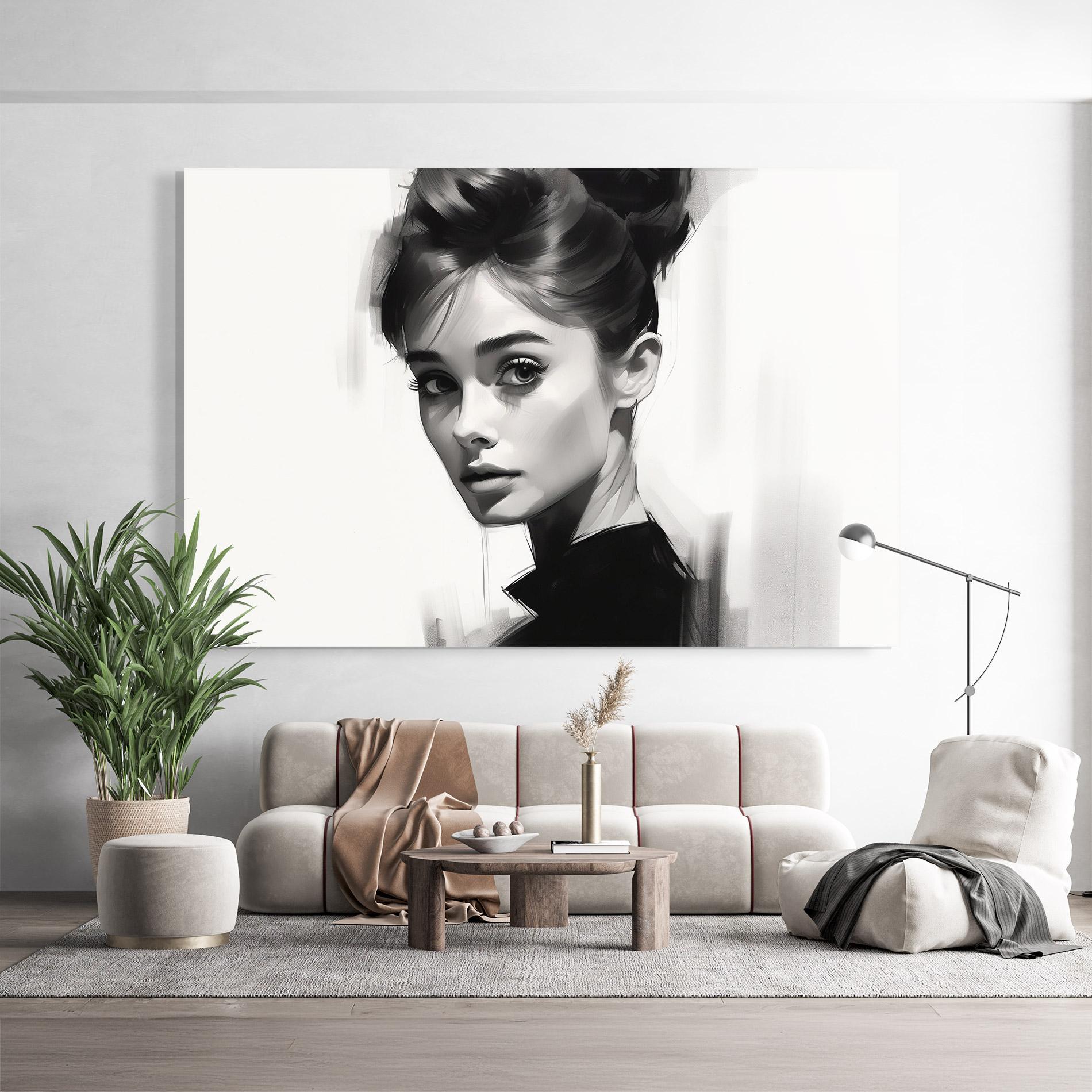 Стъклена картина Hepburn Portrait mockup 9