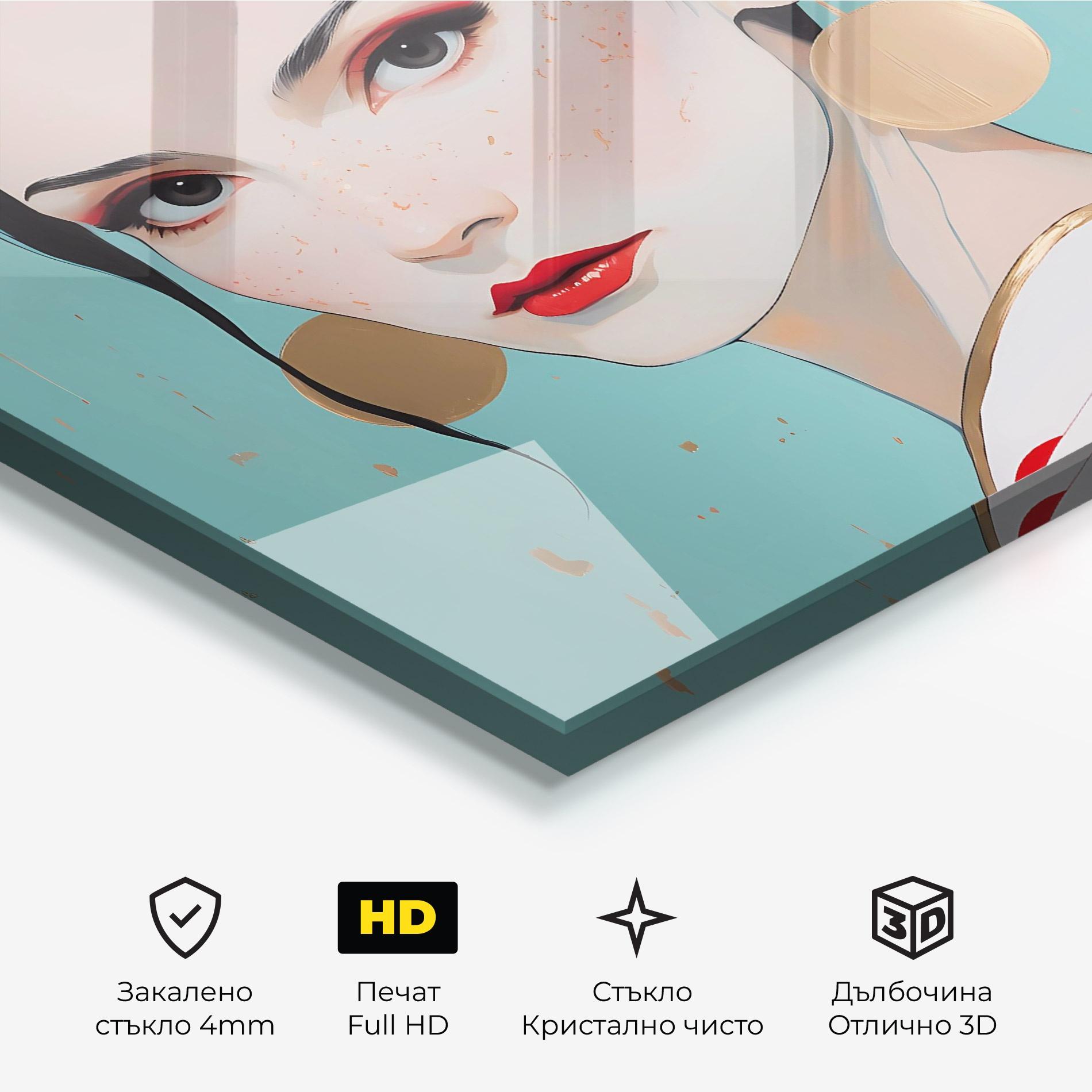 Стъклена картина Asian Style Portrait mockup 3