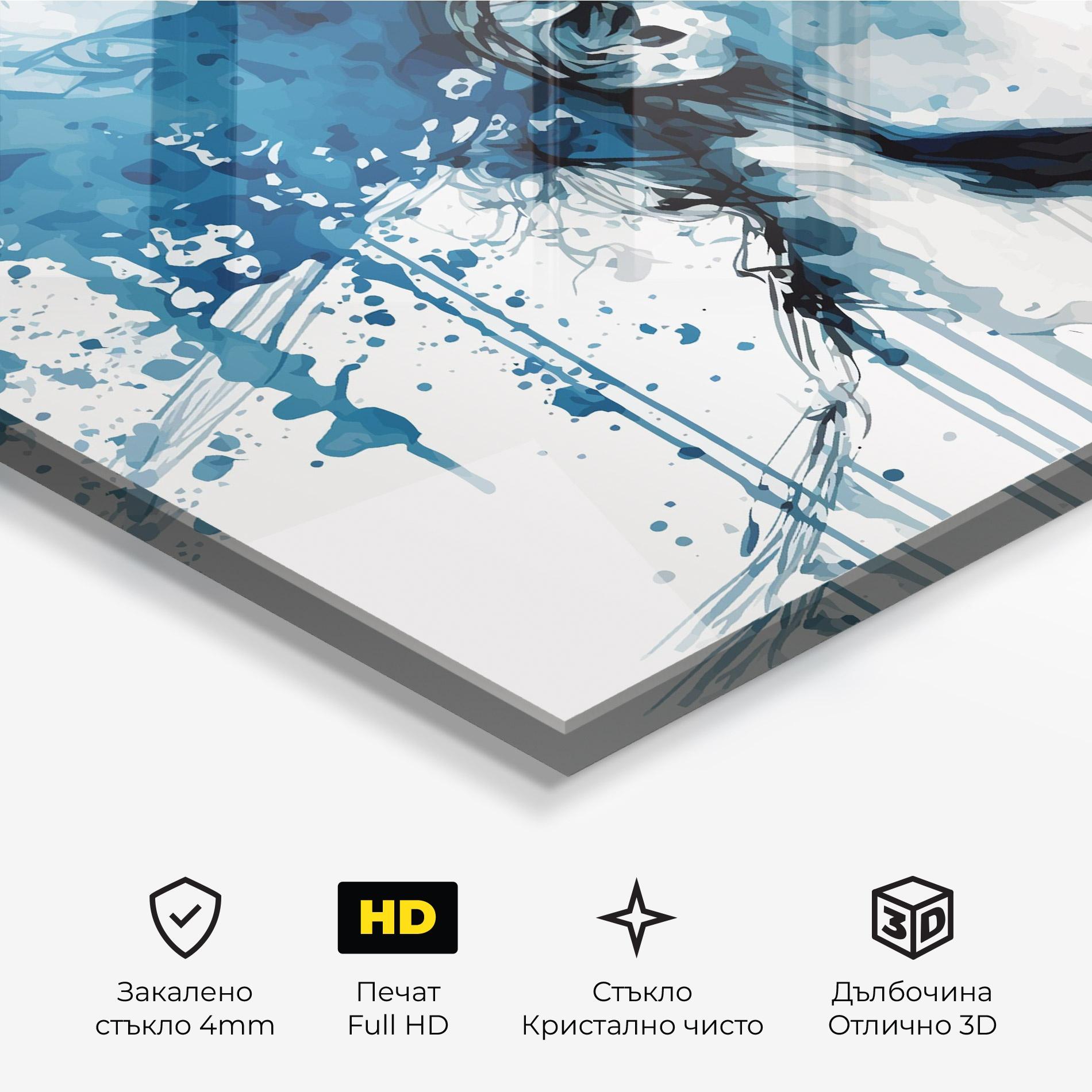 Стъклена картина Blue Splash Portrait mockup 3