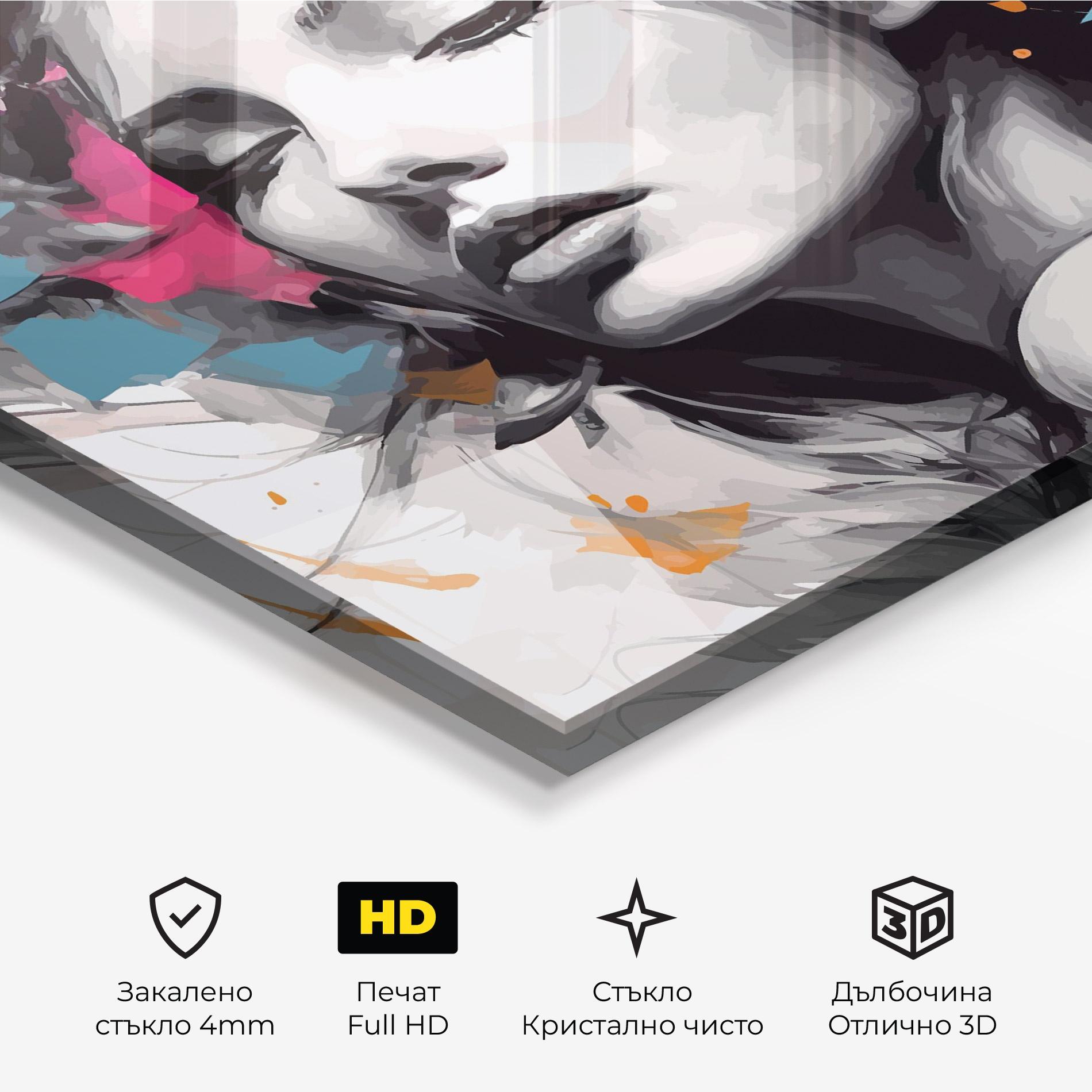 Стъклена картина Colorful Flower Portrait mockup 3