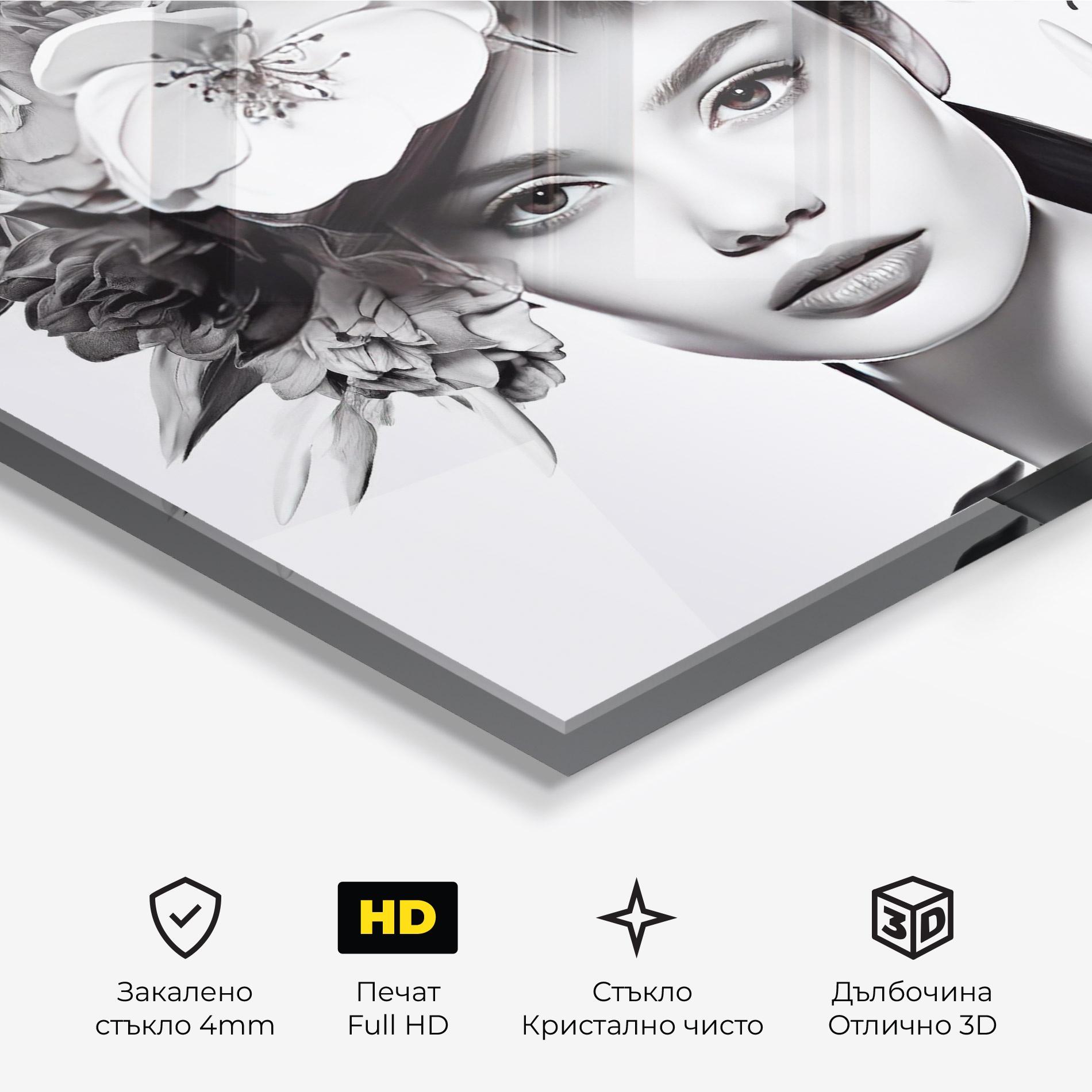 Стъклена картина Flower Crown Woman mockup 3