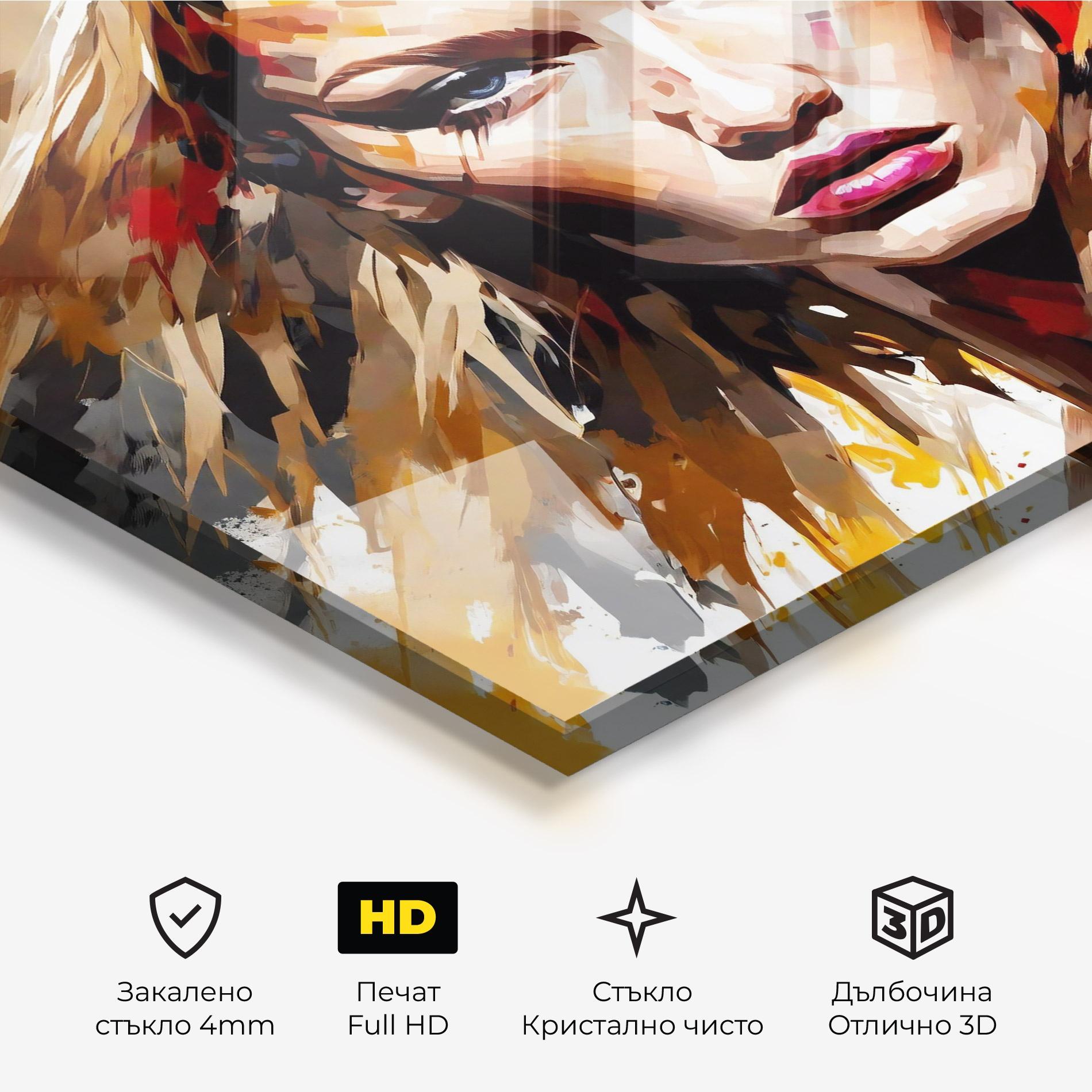 Стъклена картина Multicolored Splash Woman mockup 3