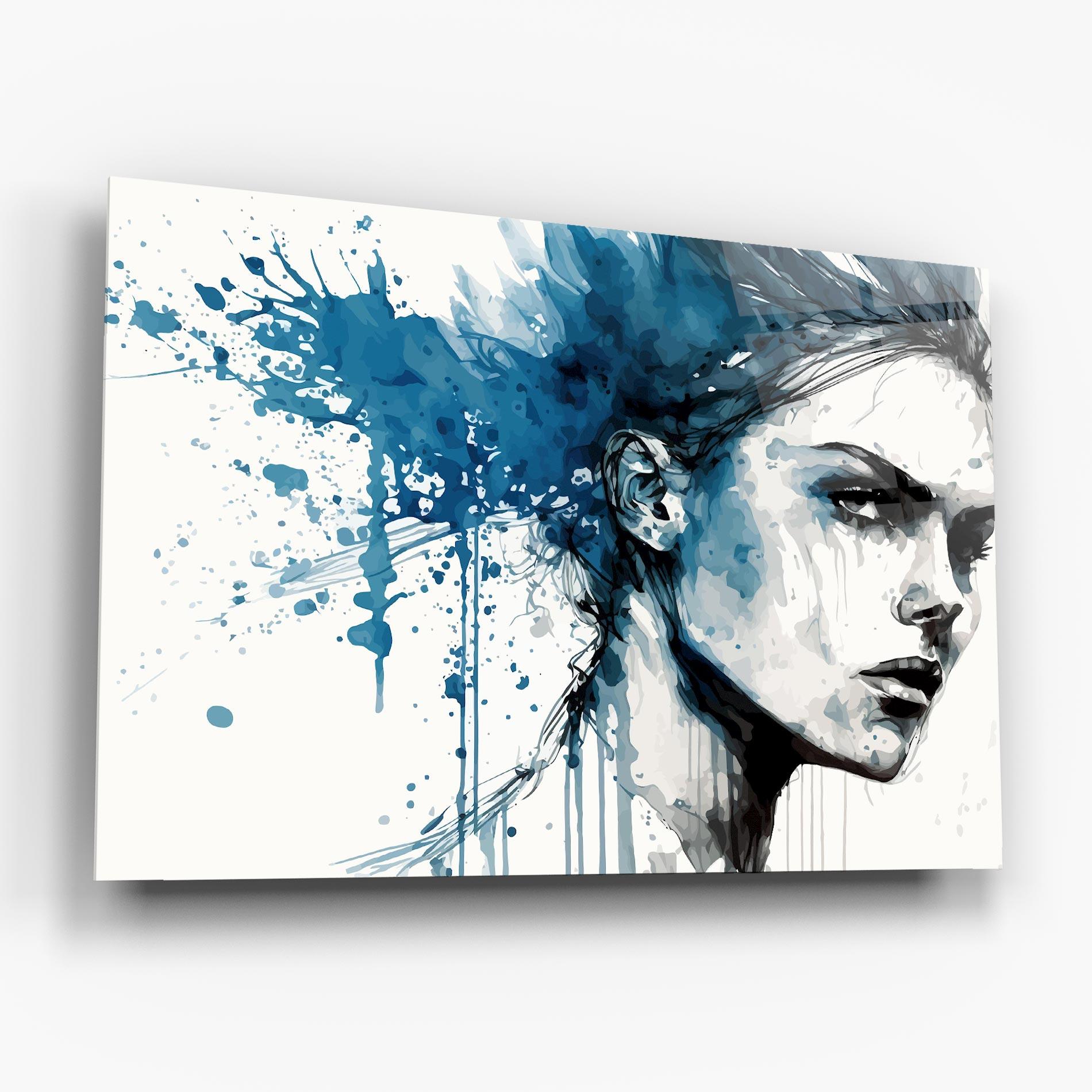 Стъклена картина Blue Splash Portrait mockup 6