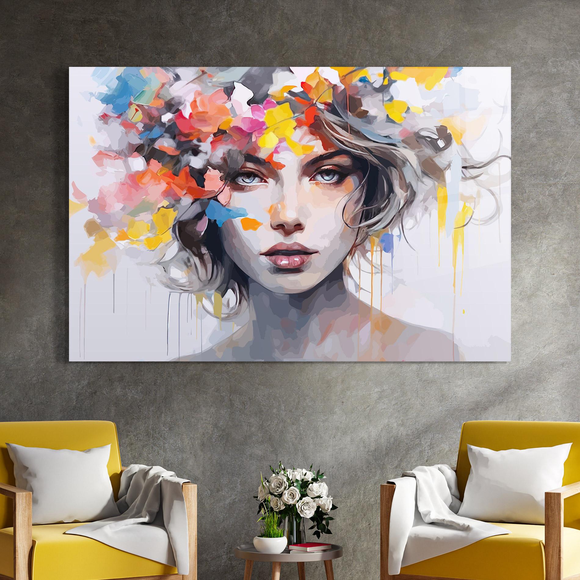 Стъклена картина Colorful Hair Portrait mockup 4