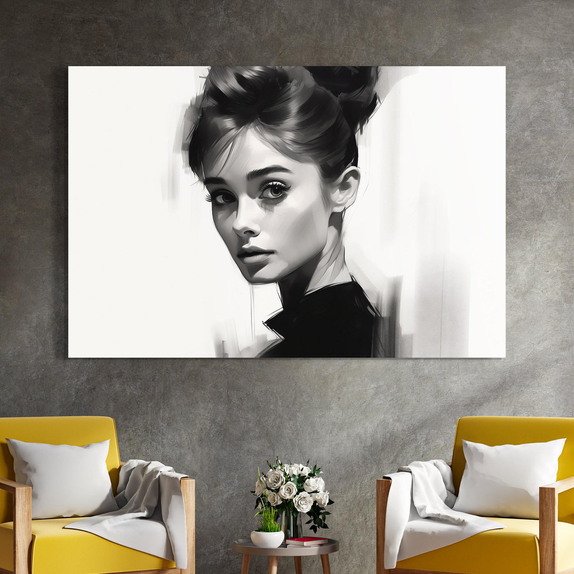 Стъклена картина Hepburn Portrait mockup 4