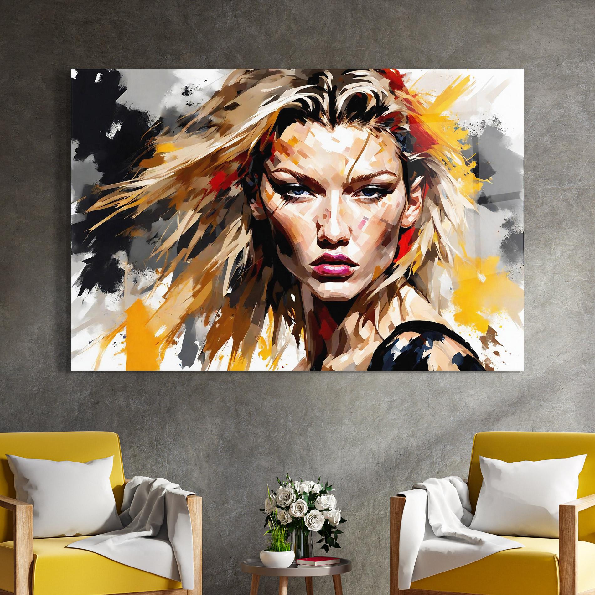 Стъклена картина Multicolored Splash Woman mockup 4