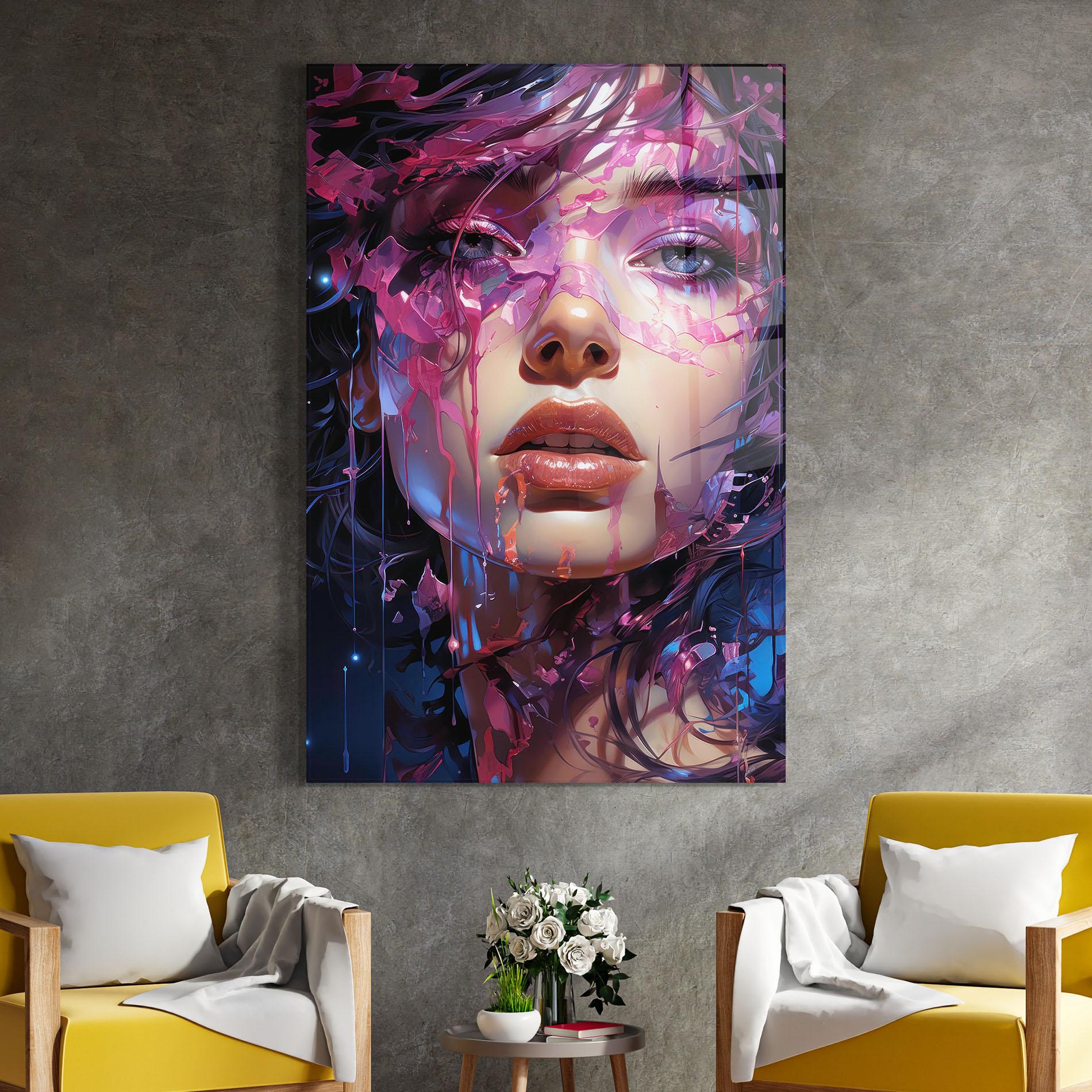 Стъклена картина Cute Purple Girl mockup 4