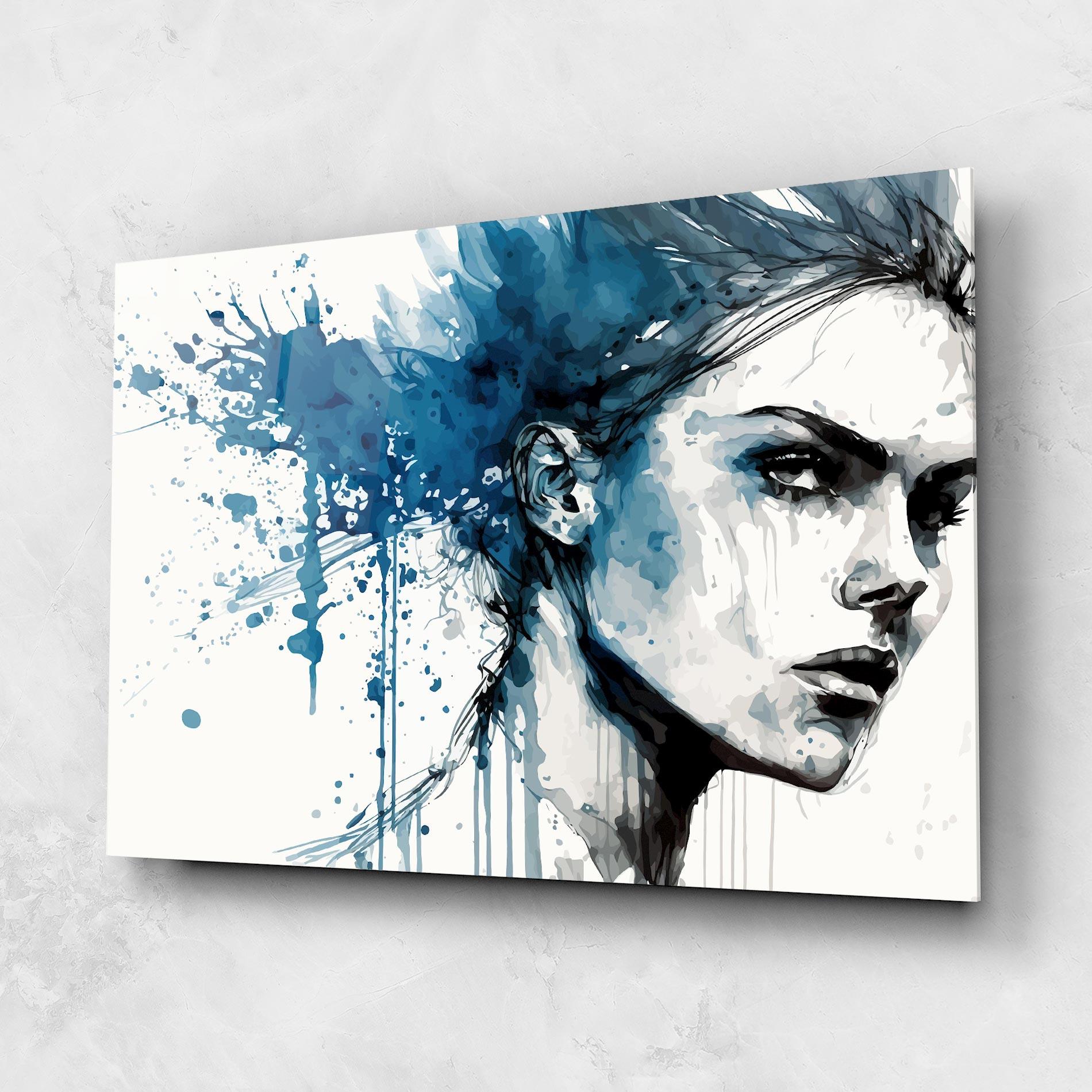 Стъклена картина Blue Splash Portrait mockup 1