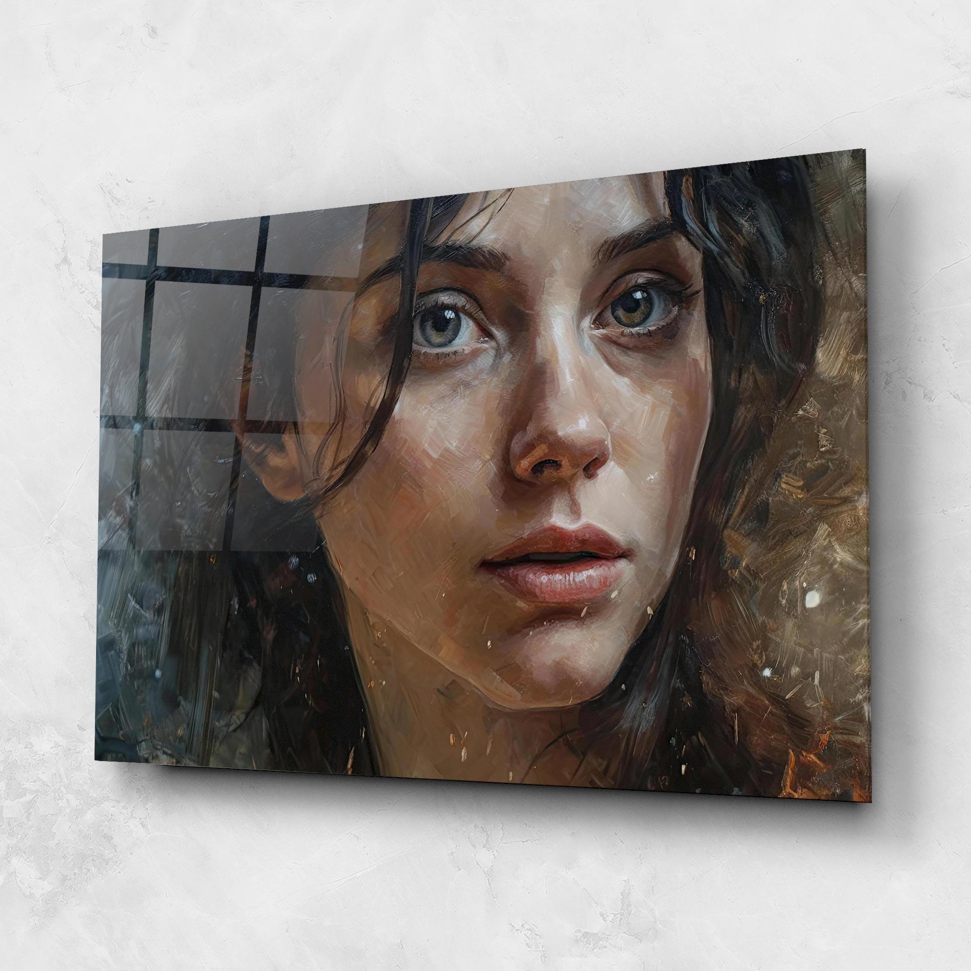 Стъклена картина Closeup Darkhaired Woman mockup 1