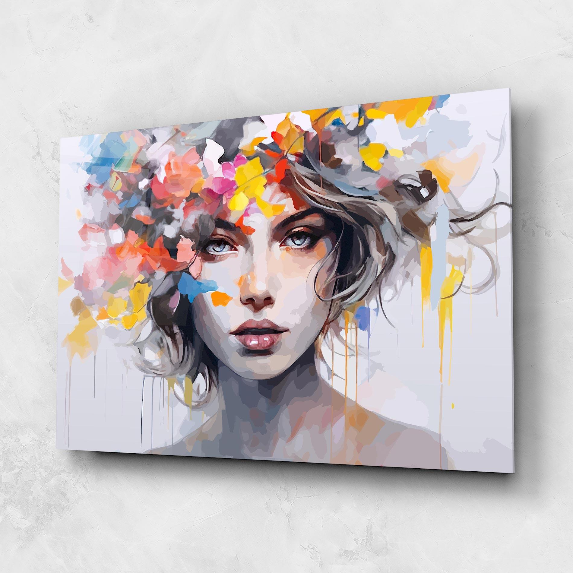 Стъклена картина Colorful Hair Portrait mockup 1
