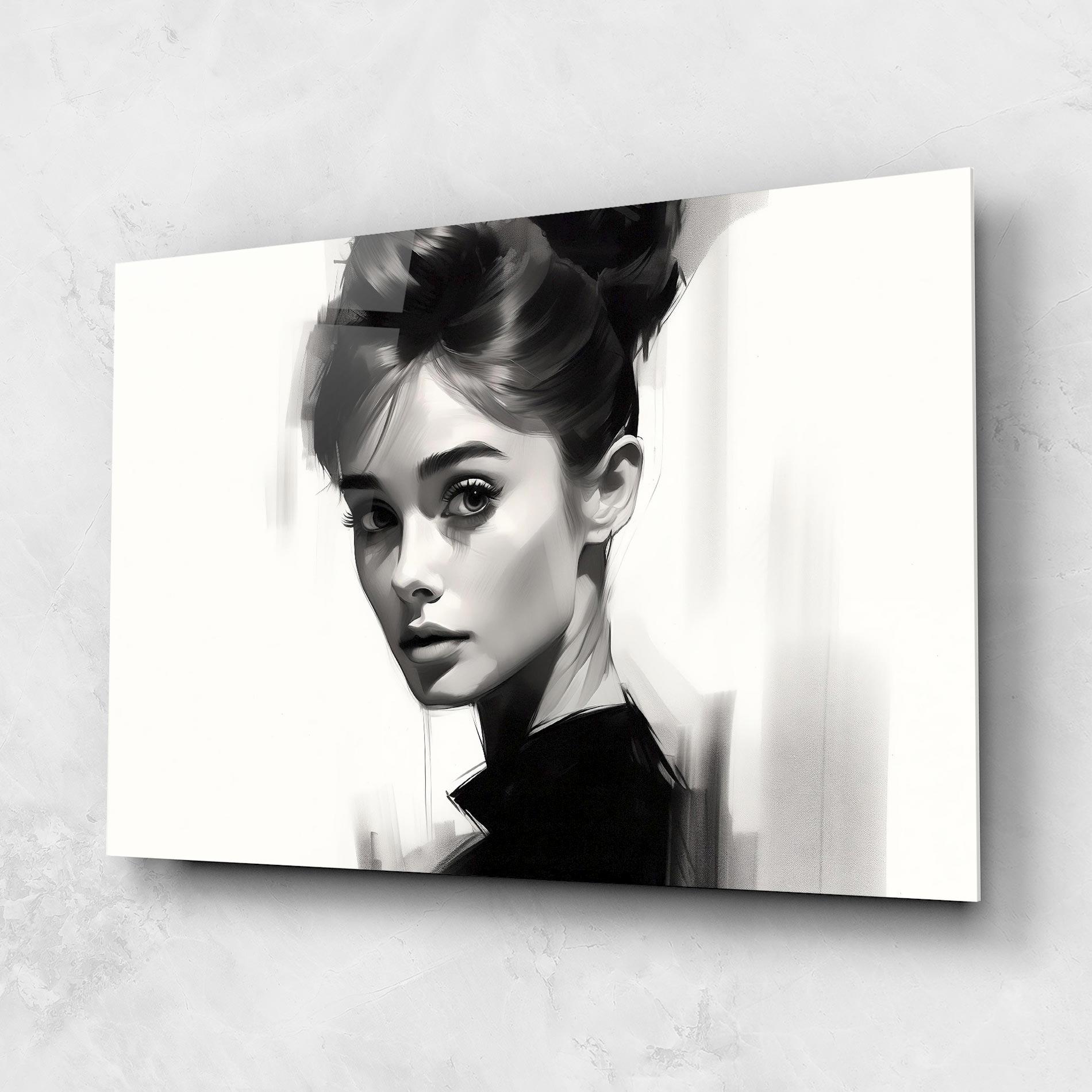Стъклена картина Hepburn Portrait mockup 1