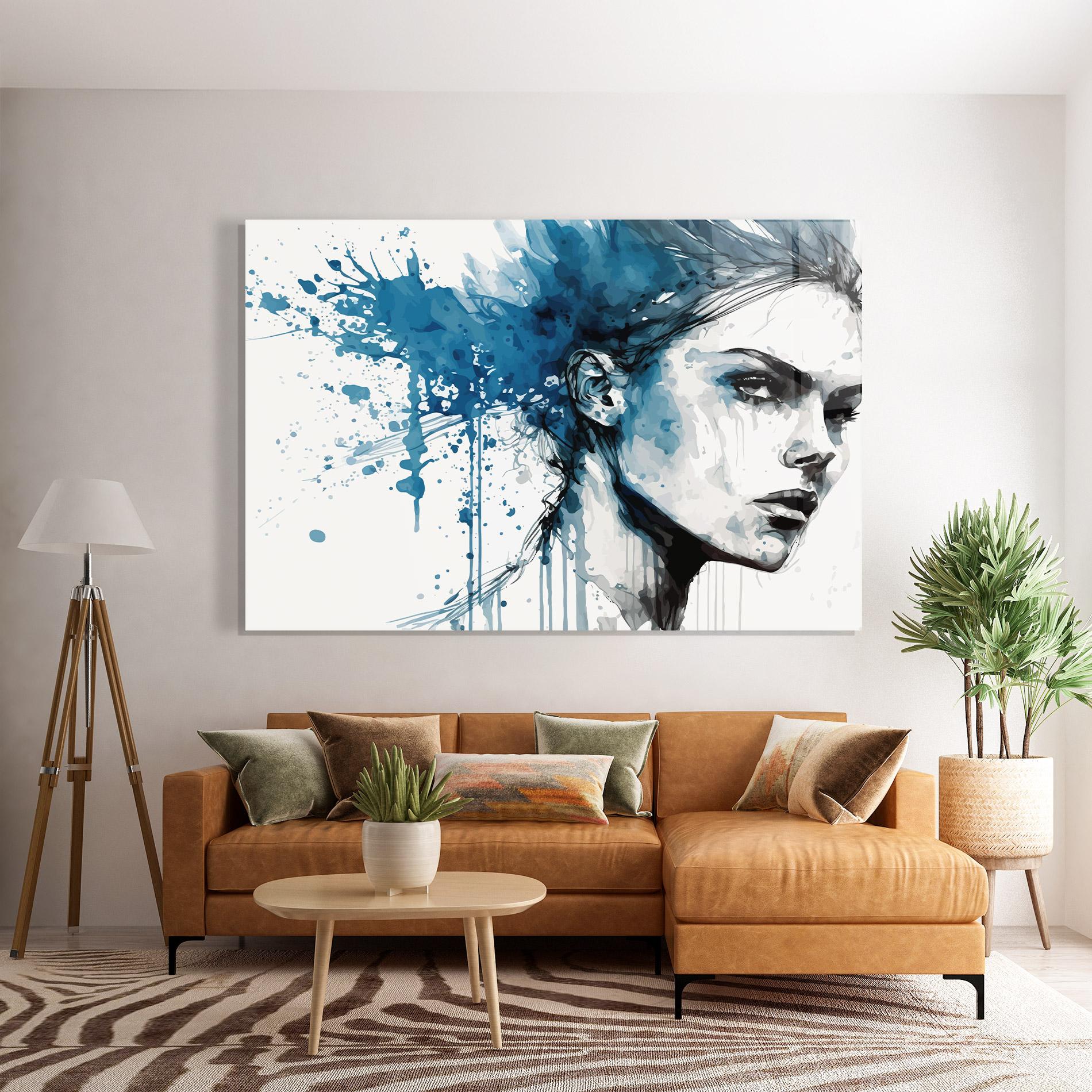 Стъклена картина Blue Splash Portrait mockup 7