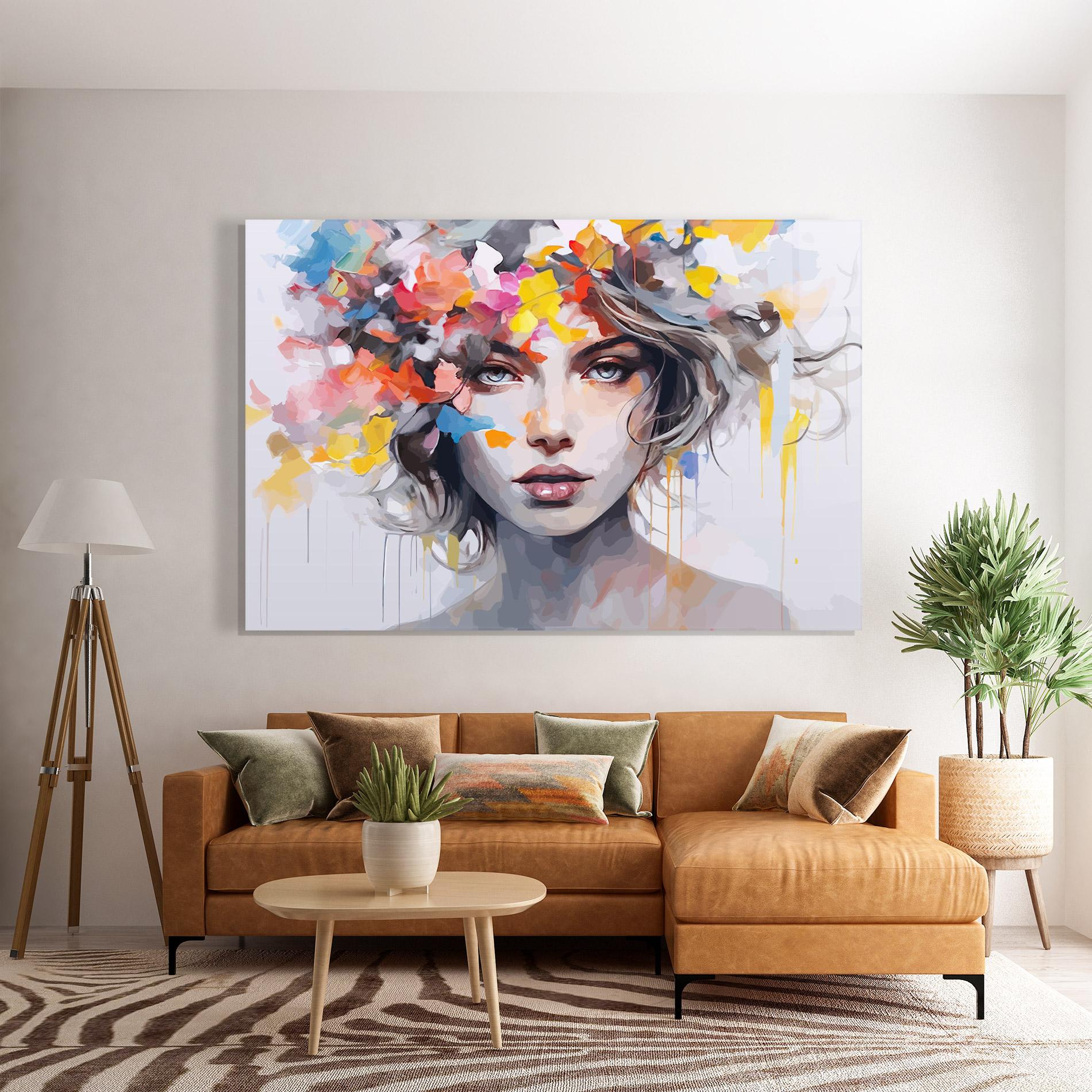 Стъклена картина Colorful Hair Portrait mockup 7