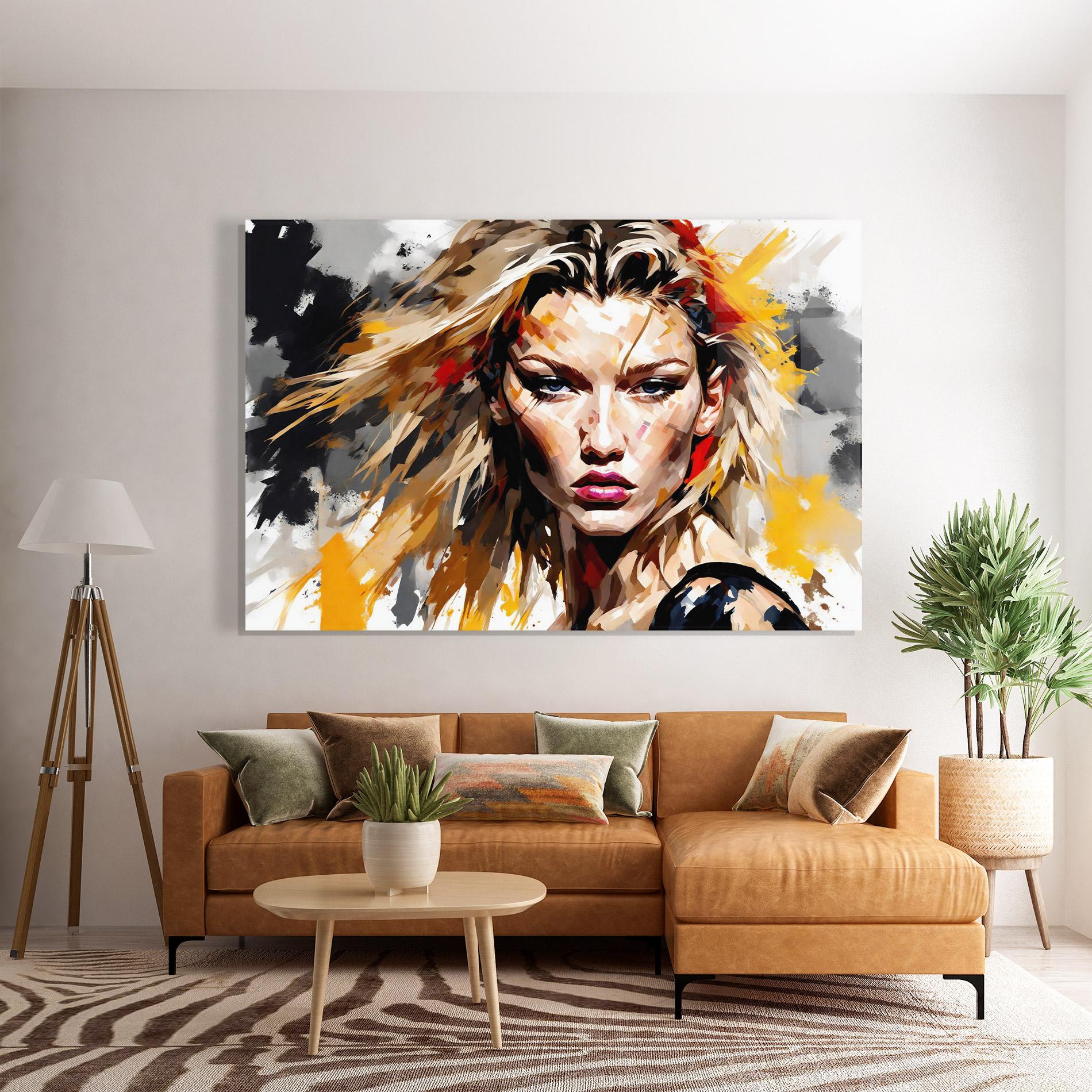 Стъклена картина Multicolored Splash Woman mockup 7