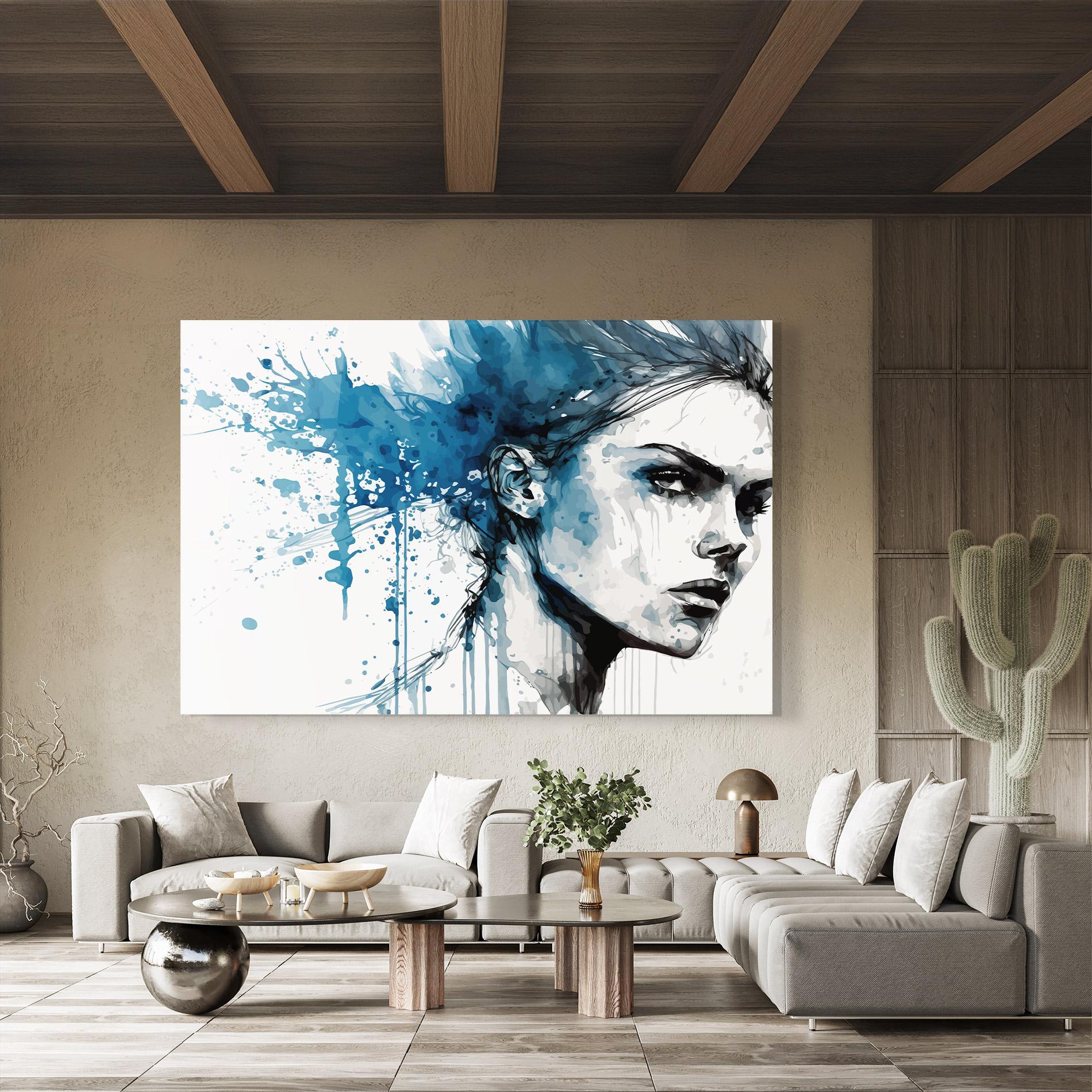 Стъклена картина Blue Splash Portrait mockup 8