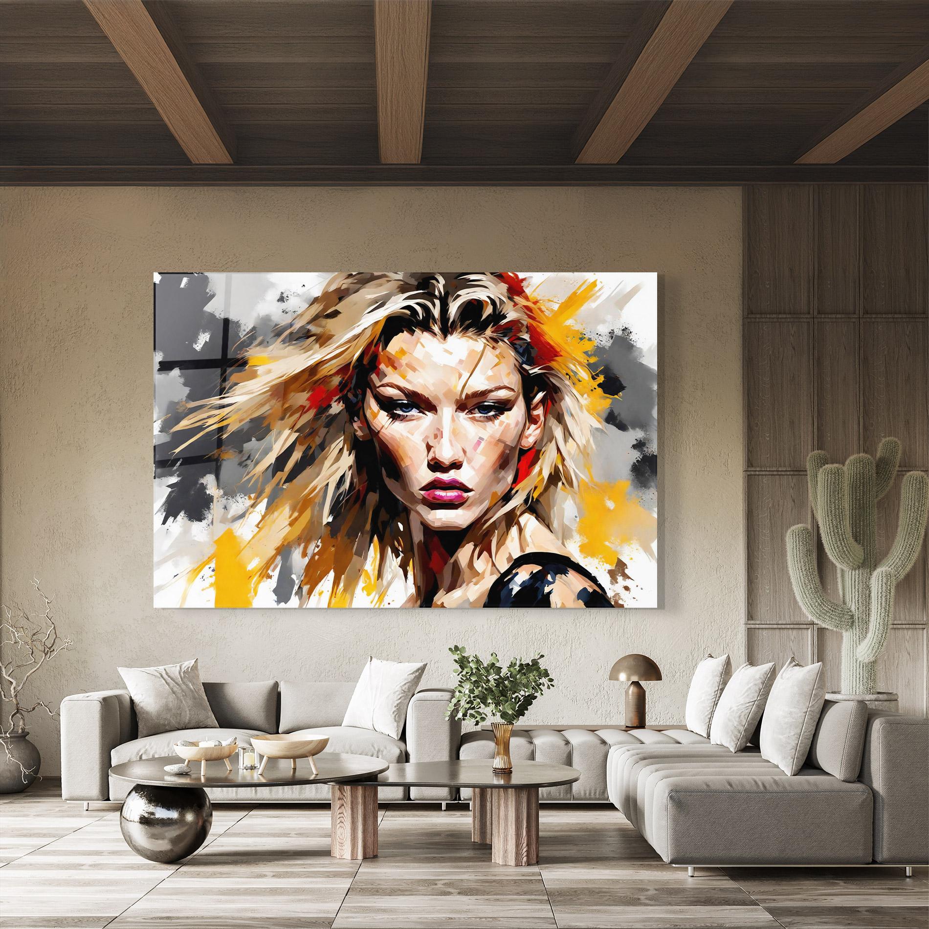 Стъклена картина Multicolored Splash Woman mockup 8