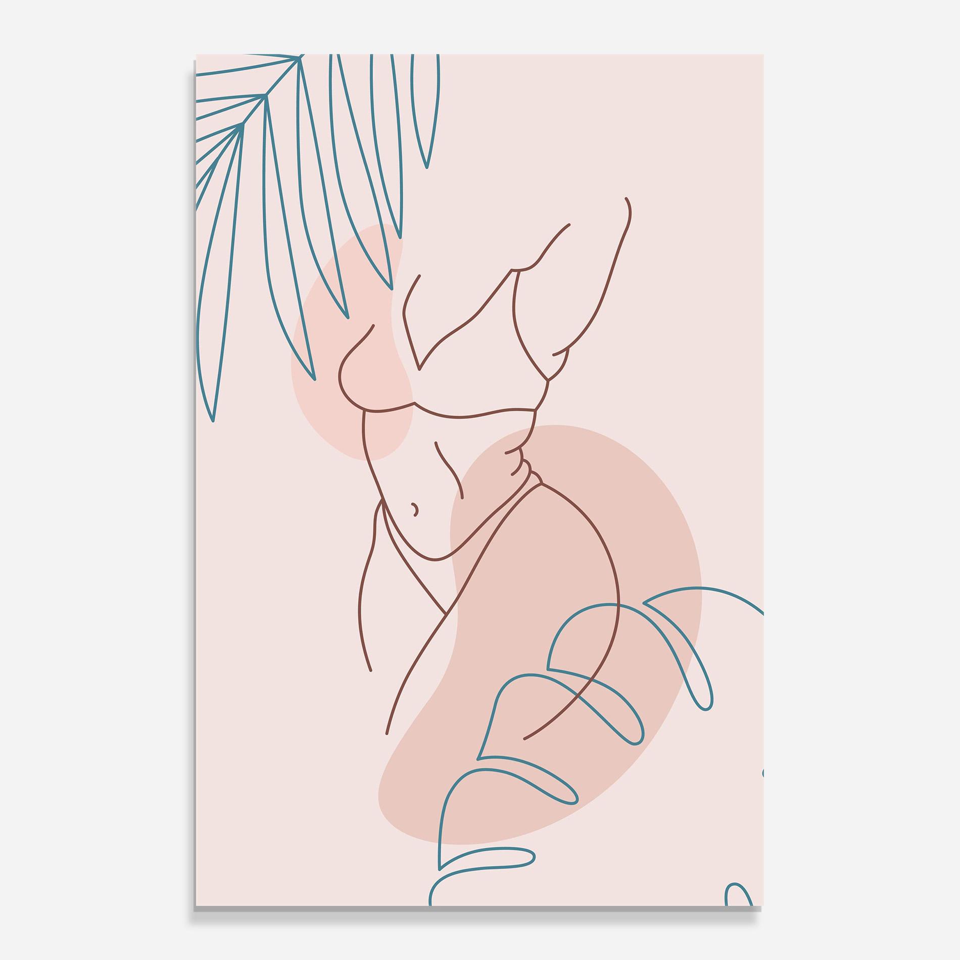 Стъклена картина Body Line Leaf mockup 0