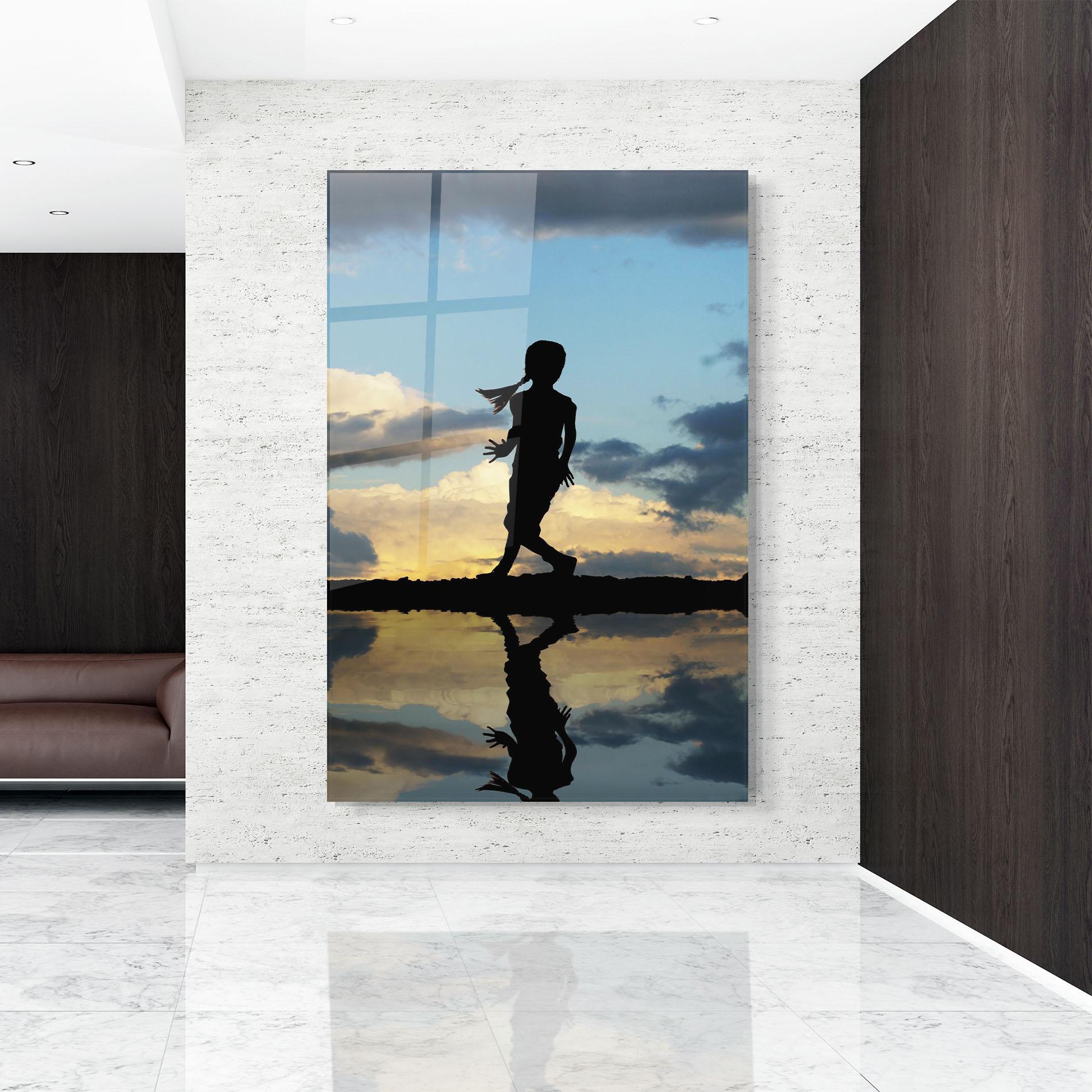 Стъклена картина Little Girl Jumping mockup 9