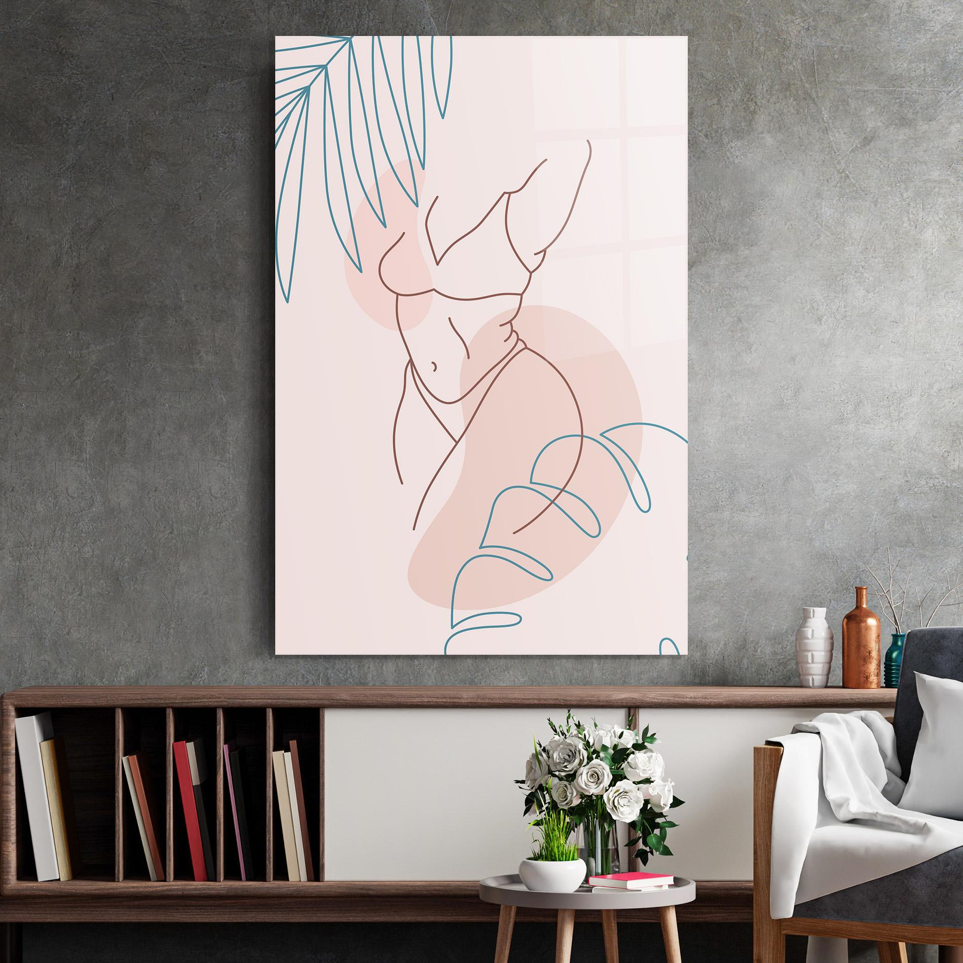 Стъклена картина Body Line Leaf mockup 2