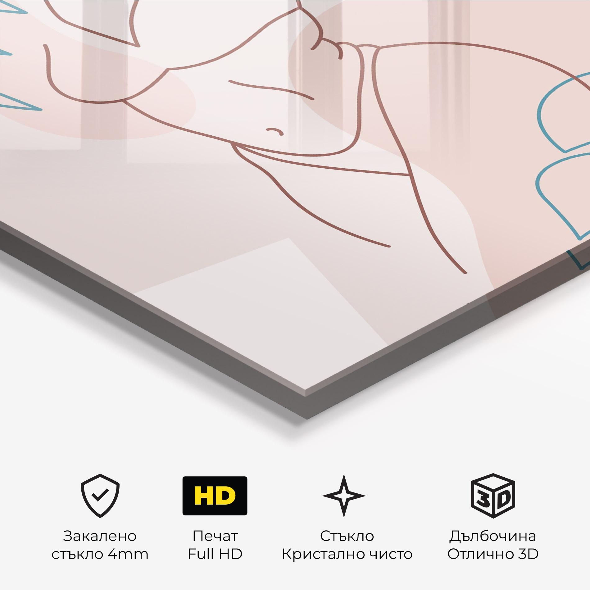 Стъклена картина Body Line Leaf mockup 3