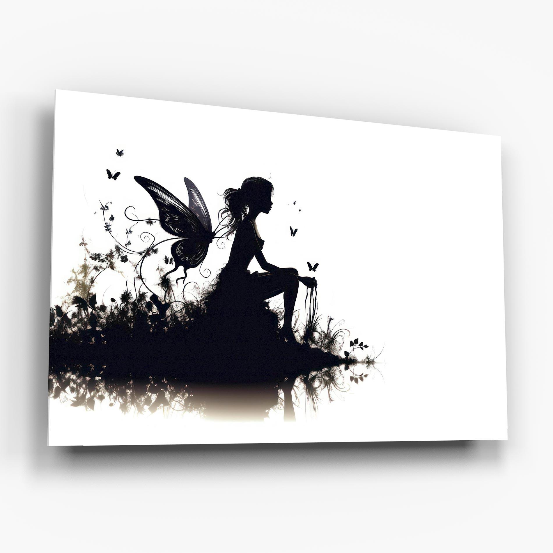 Стъклена картина Butterfly Woman Shilouette mockup 6