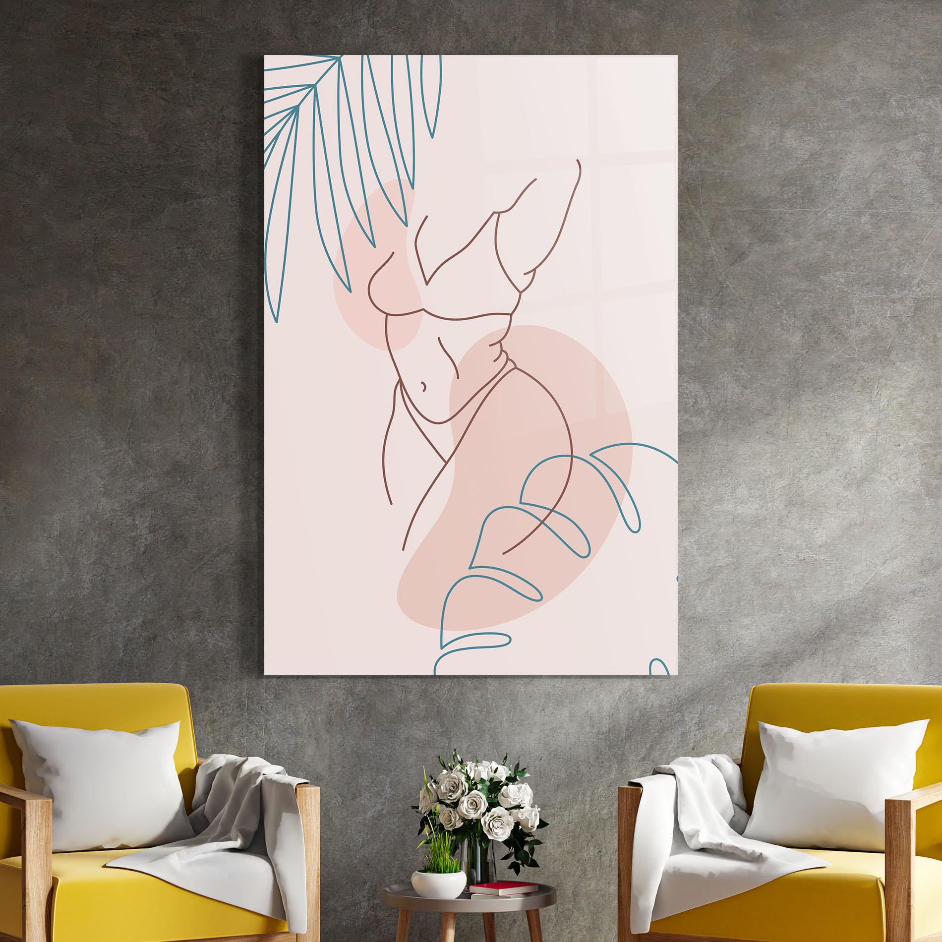 Стъклена картина Body Line Leaf mockup 4