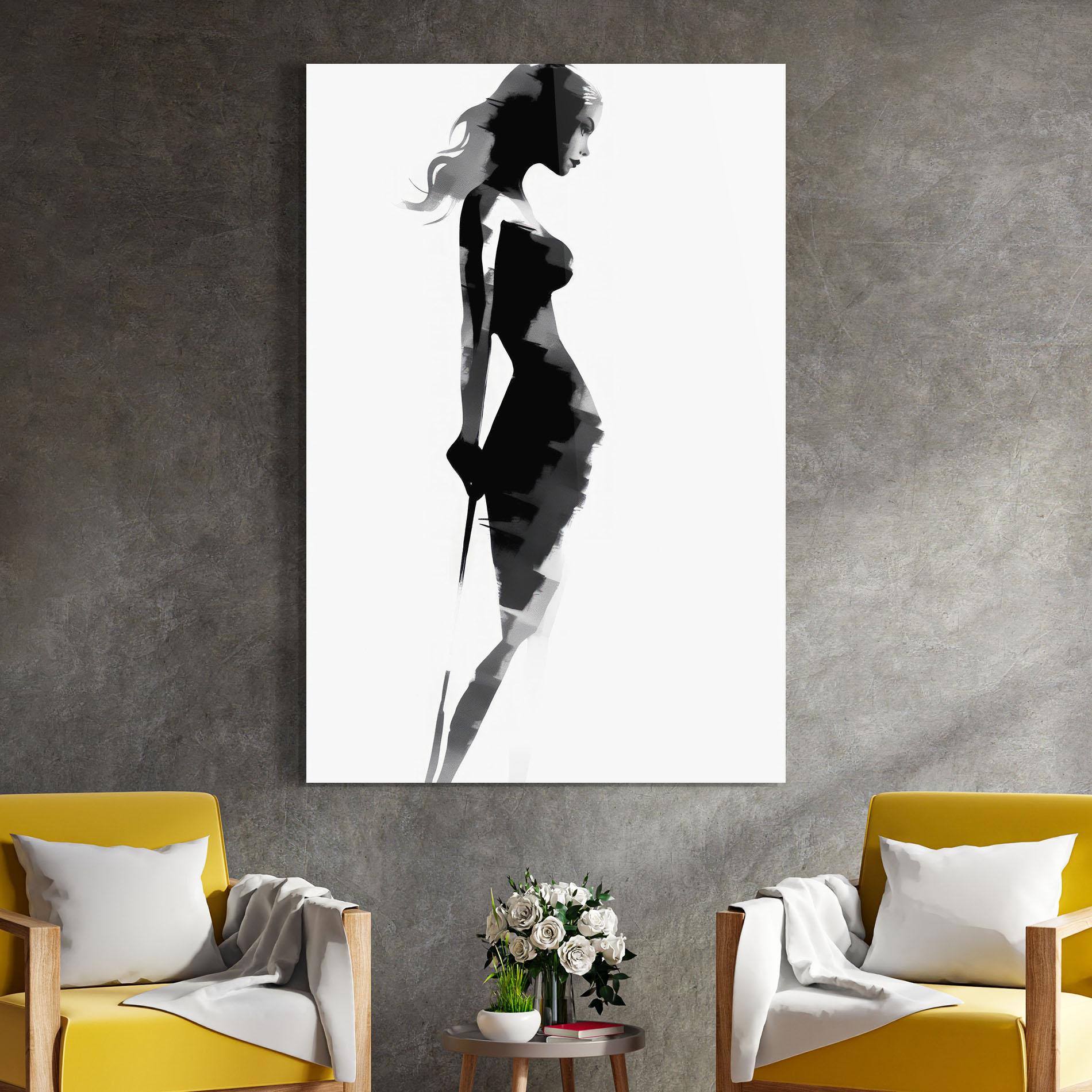 Стъклена картина Brush Contour Drawing mockup 4