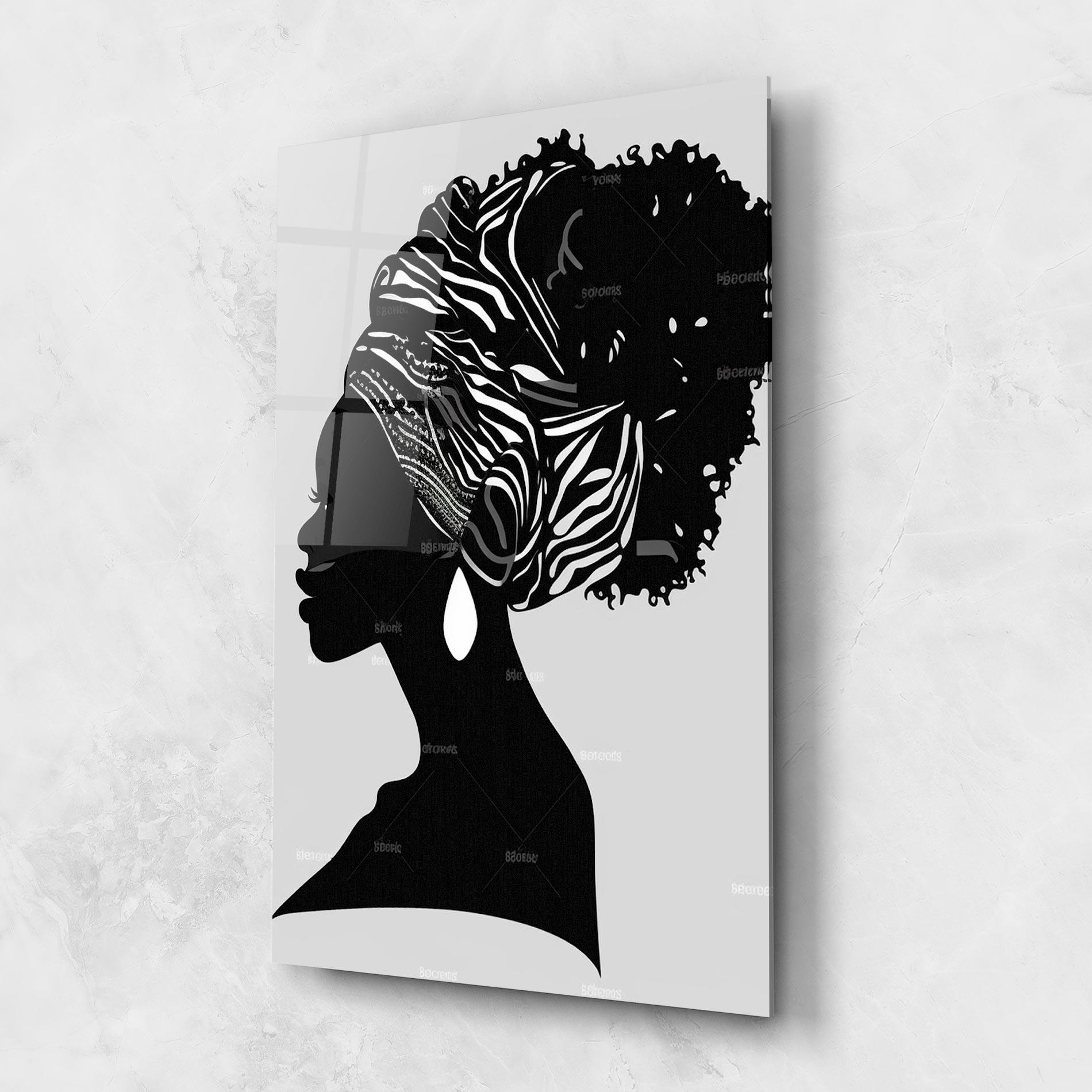 Стъклена картина Black Woman Silhouette mockup 1