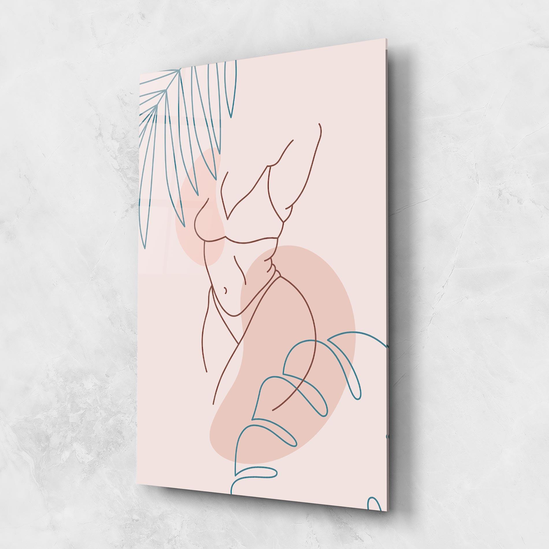 Стъклена картина Body Line Leaf mockup 1