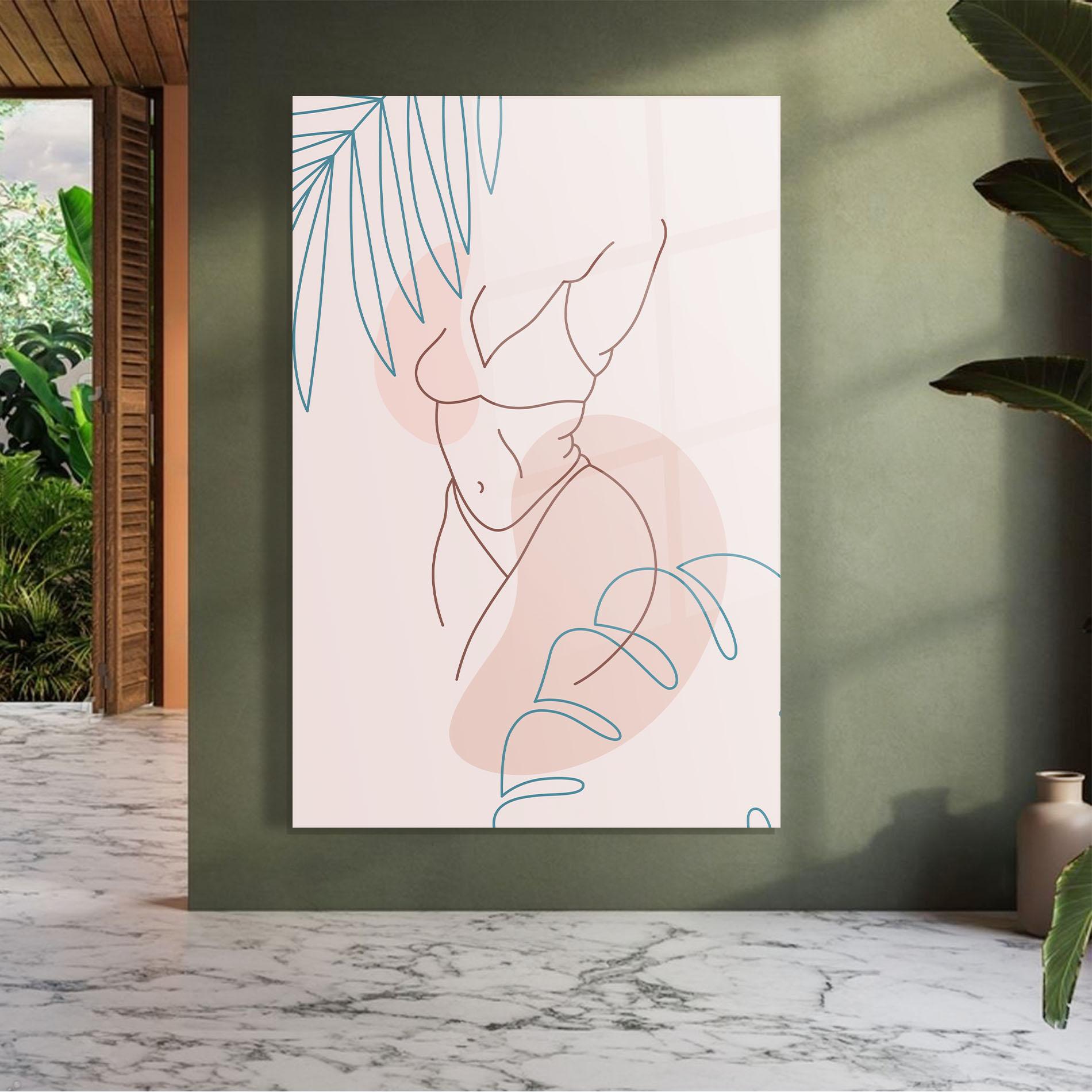 Стъклена картина Body Line Leaf mockup 7