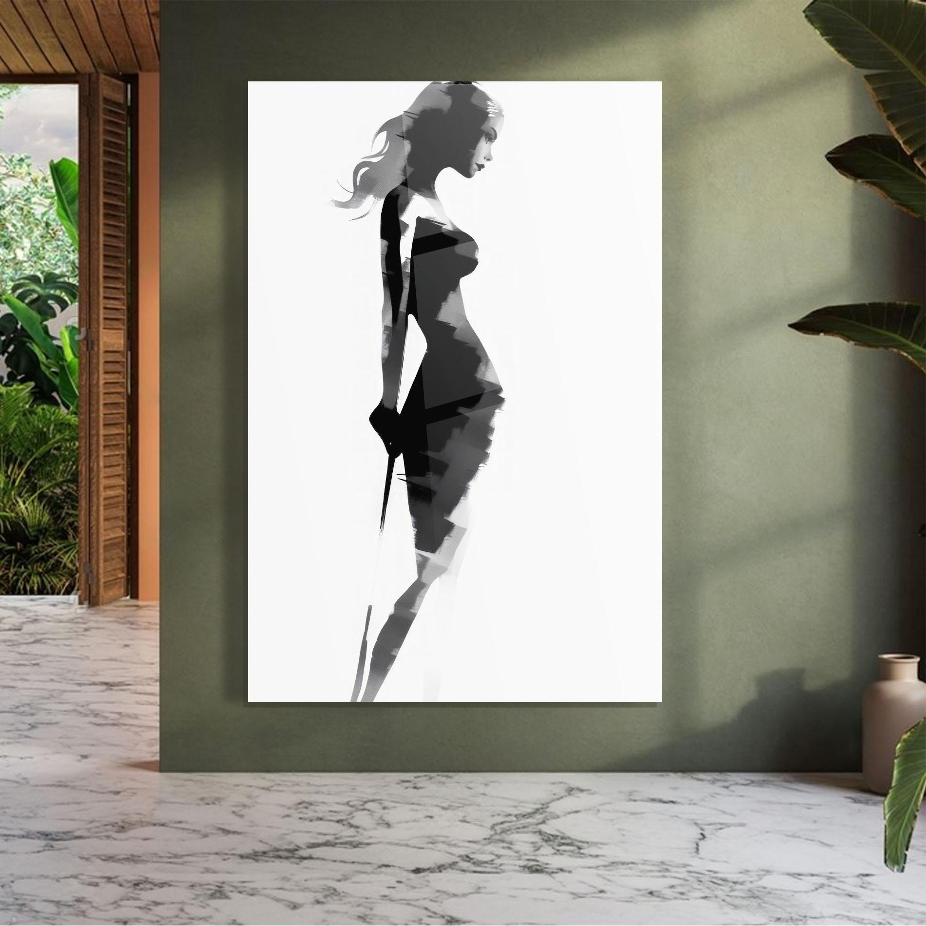 Стъклена картина Brush Contour Drawing mockup 7