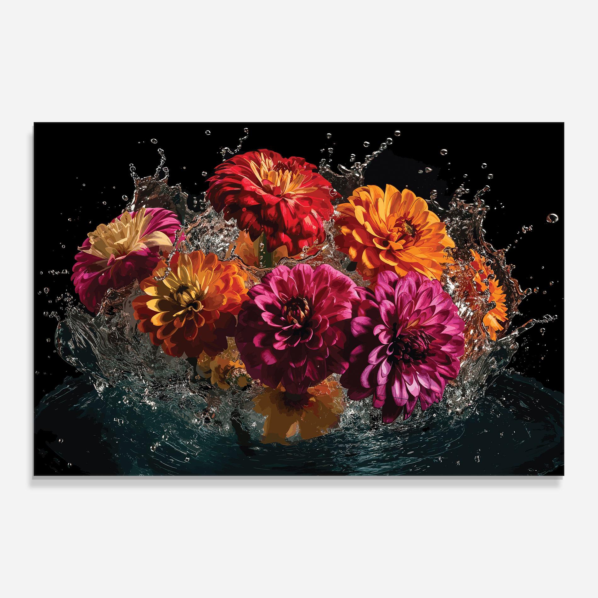 Стъклена картина Flower Water Splash mockup 0