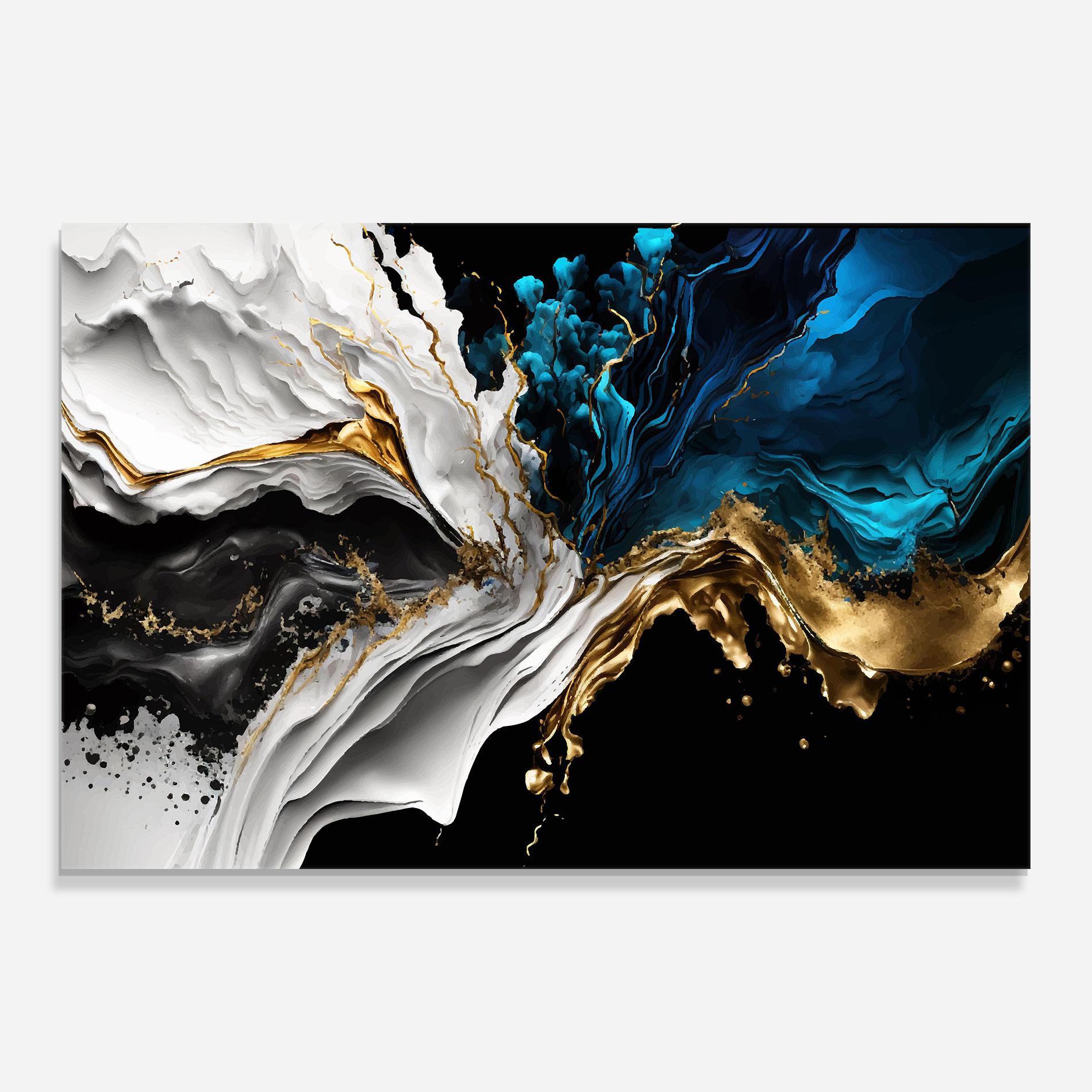 Стъклена картина White Black Wave mockup 0